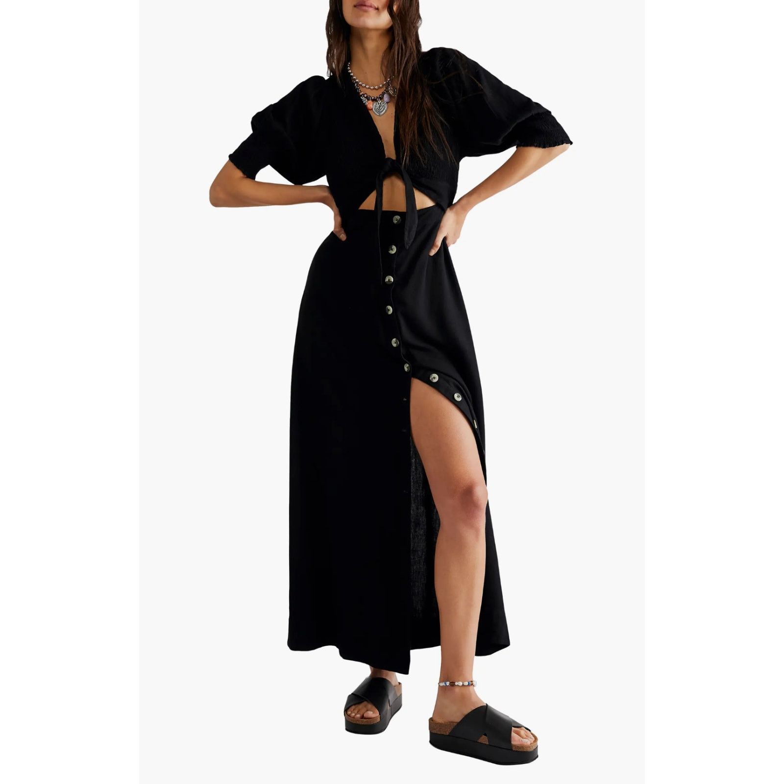 Free People New Free People FP String Of Hearts Maxi Dress $168 XS Black Size XS / US 0-2 / IT 36-38 - 6 Thumbnail
