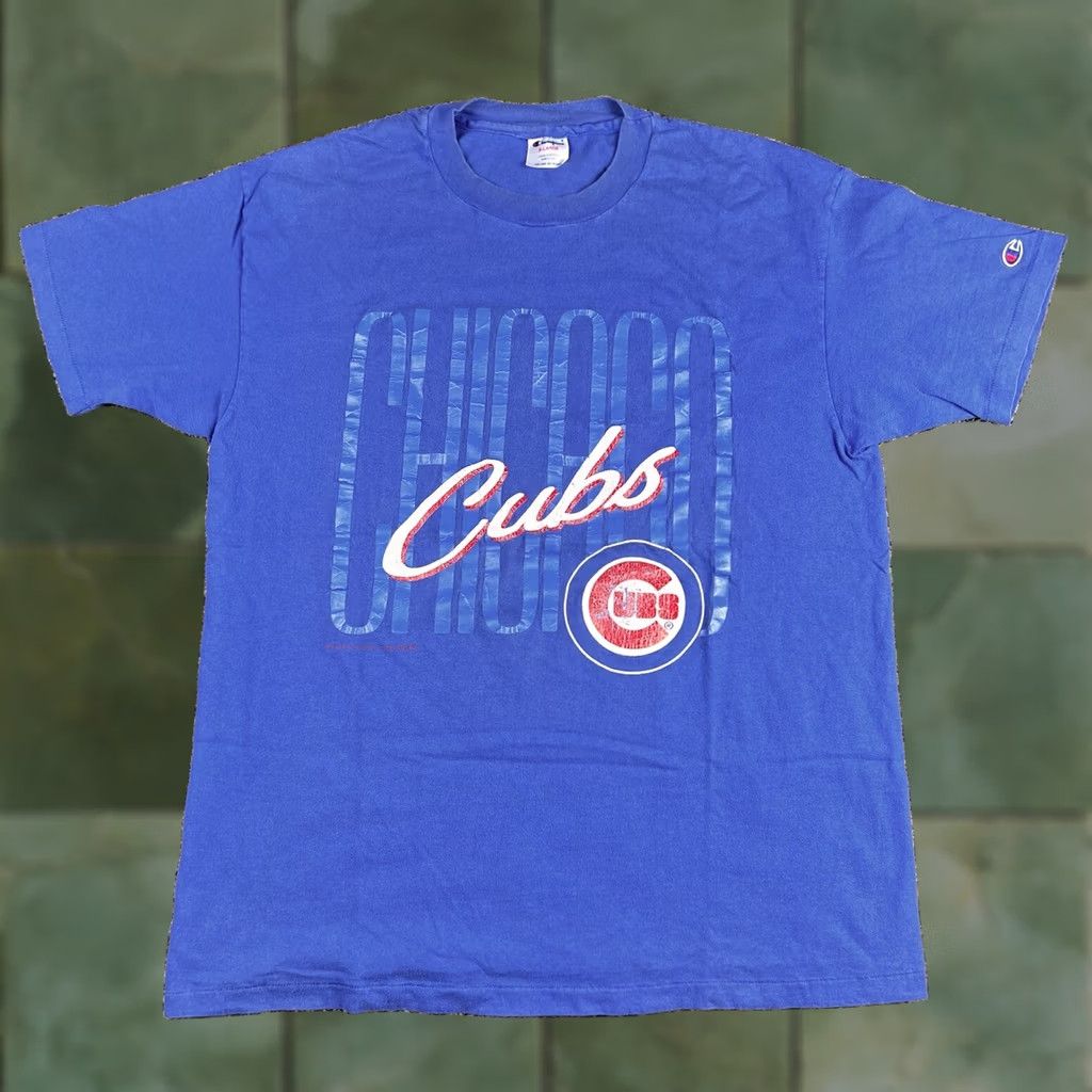Champion VINTAGE Champion Chicago Cubs 1993 Single Stitch T-Shirt XL Blue Graphic Tee Mens 90s Grunge MLB Logo Size US XL / EU 56 / 4 - 1 Thumbnail