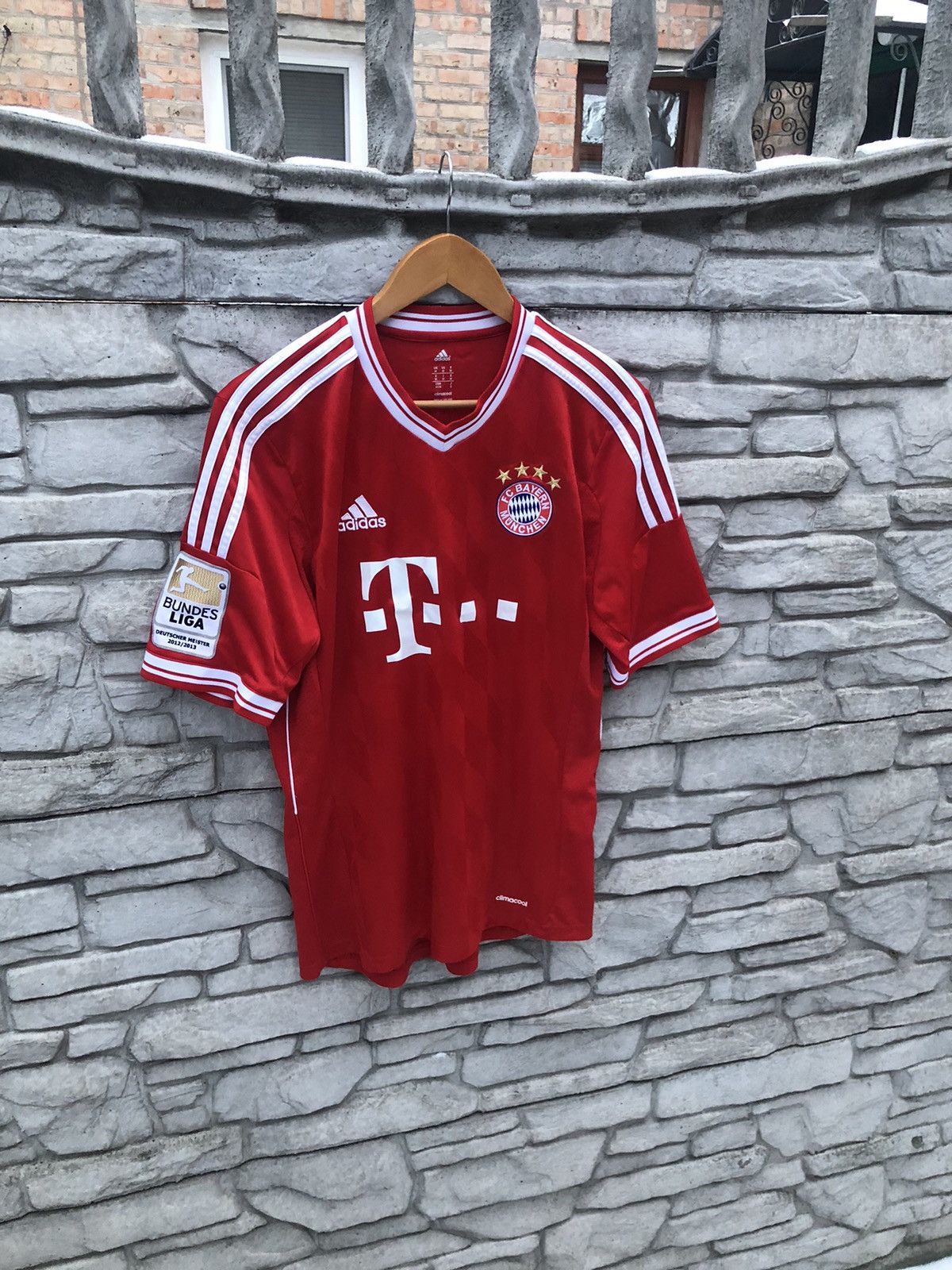 image of Adidas 19 Götze Bayern Munchen Fc Home Shirt Season 2013-14 in Red, Men's (Size Medium)
