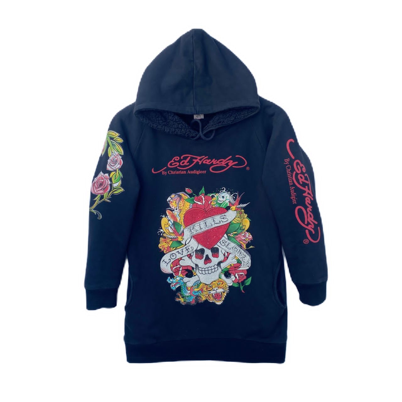 Don Ed Hardy/Christian Audigier Skulls Zip-up Sweatshirt Vintage factory Rare Size Med