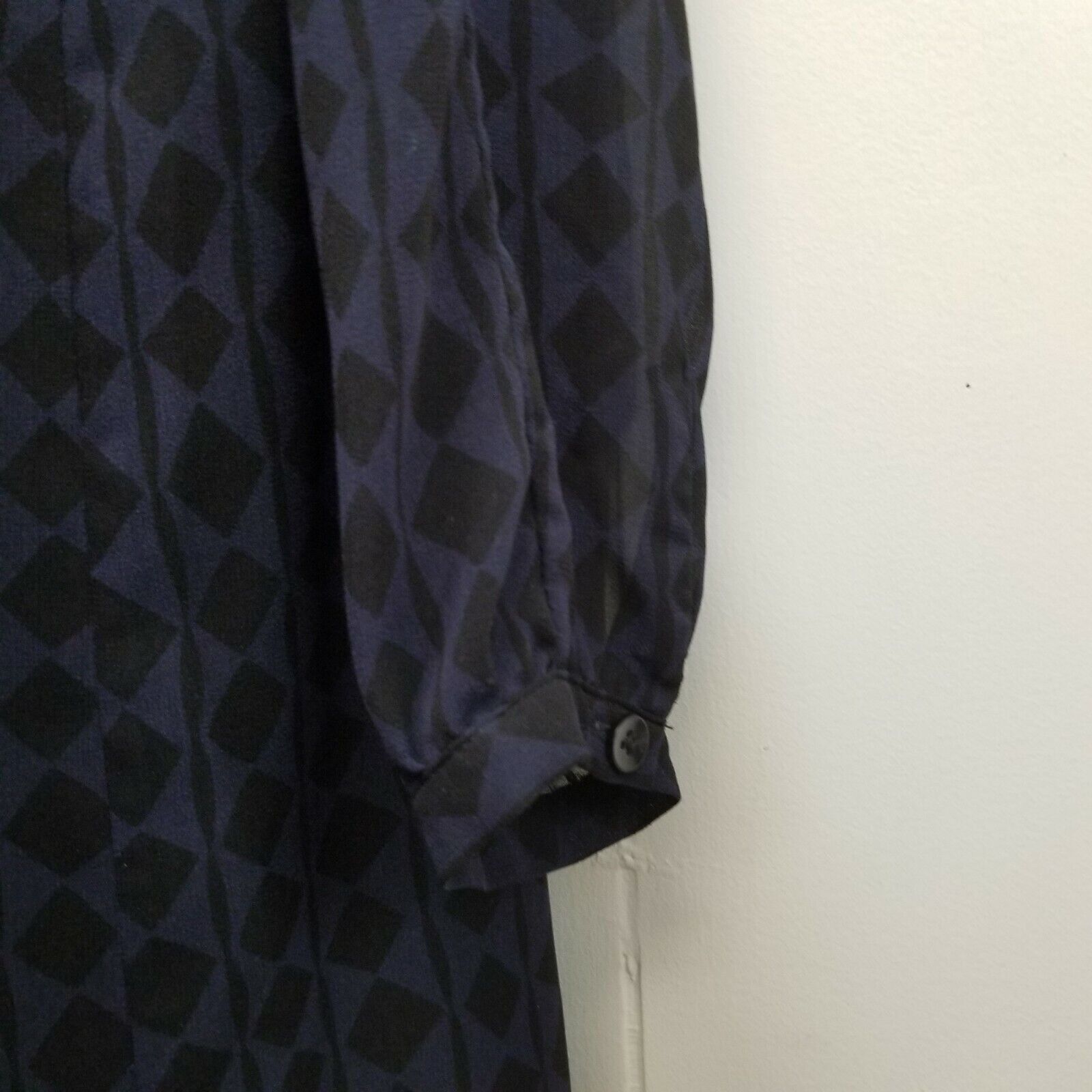 Vintage Cabi S Dress Blue Black Diamond Geometric Harlequin Lined Sh Size S / US 4 / IT 40 - 4 Thumbnail