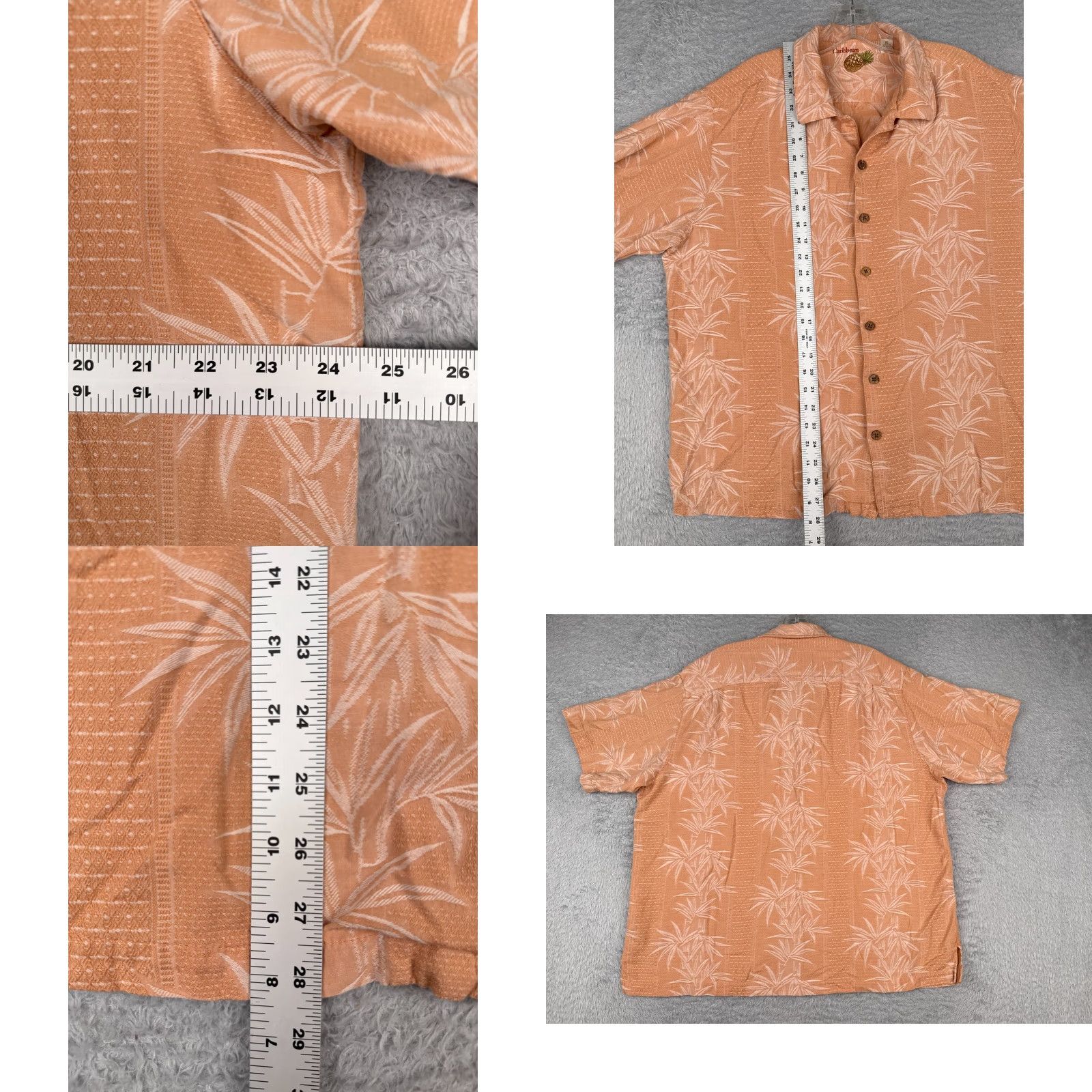 Vintage VINTAGE Caribbean Shirt Men XL Orange Bamboo Leaf Cotton Silk Blend Hawaiian Size US XL / EU 56 / 4 - 8 Thumbnail