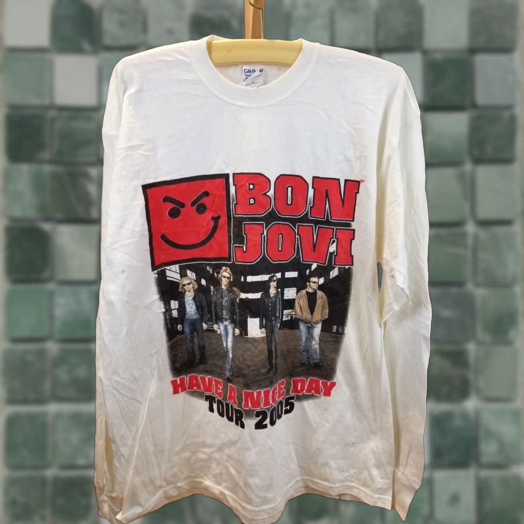 Vintage VINTAGE BON JOVI HAVE NICE DAY ROCK BAND TOUR LONG SLEEVE T-SHIRT XL White Mens XL T-Shirt 2005 Size US XL / EU 56 / 4 - 1 Thumbnail