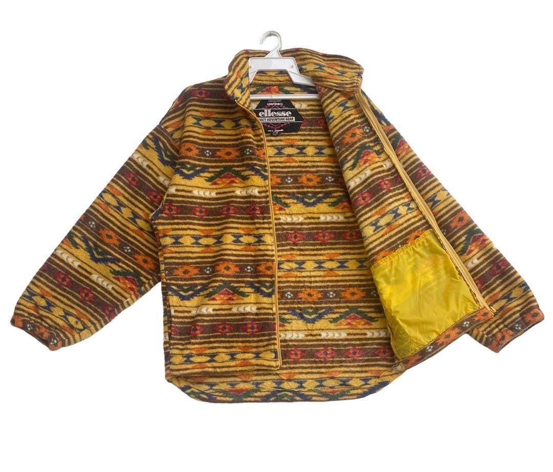 Vtg 90s Ellesse native art fleece jacket Medium size