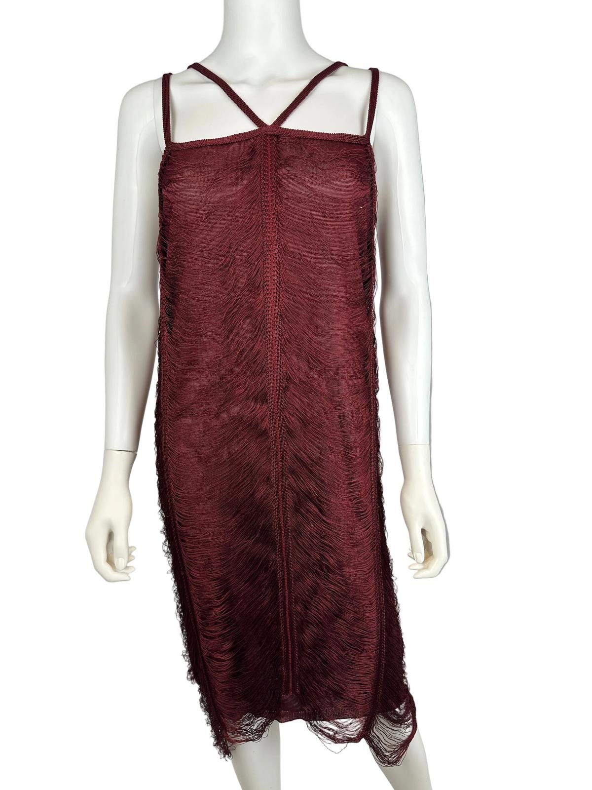 Jean Paul Gaultier Jean Paul Gaultier Maille Femme Burgundy Fringe Dress Size L / US 10 / IT 46 - 1 Thumbnail