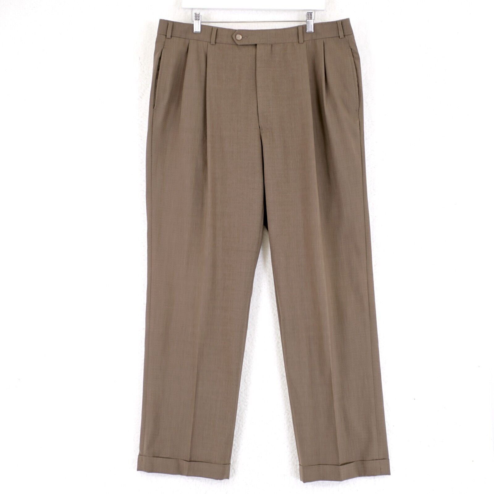 Brooks Brothers Brooks Brothers Brooksease Basketweave Wool Brown 38/32 Dres Size 38R - 1 Thumbnail