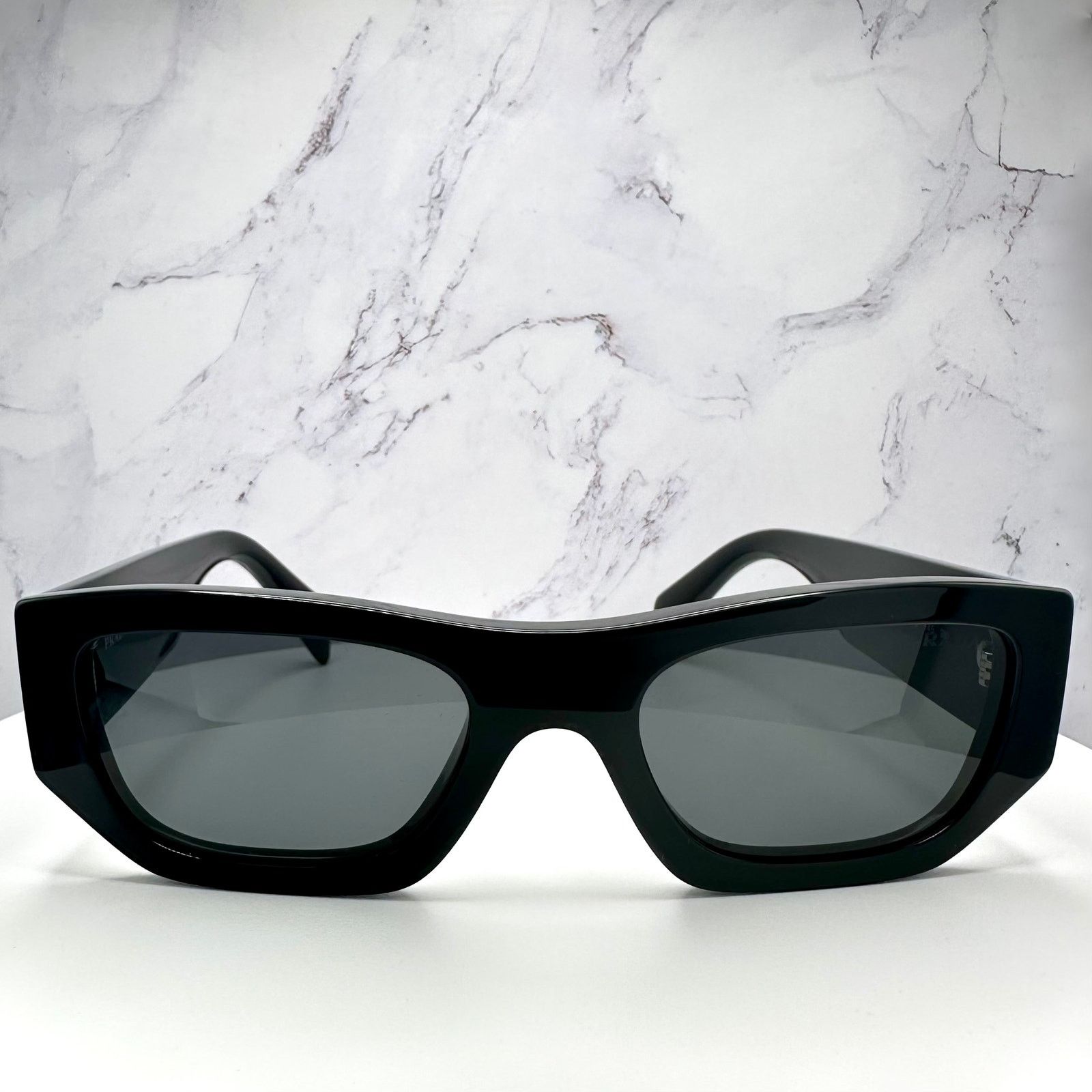 Prada PRADA Sunglasses Black Square PRADA MILANO Silver Logo Size ONE SIZE - 4 Thumbnail