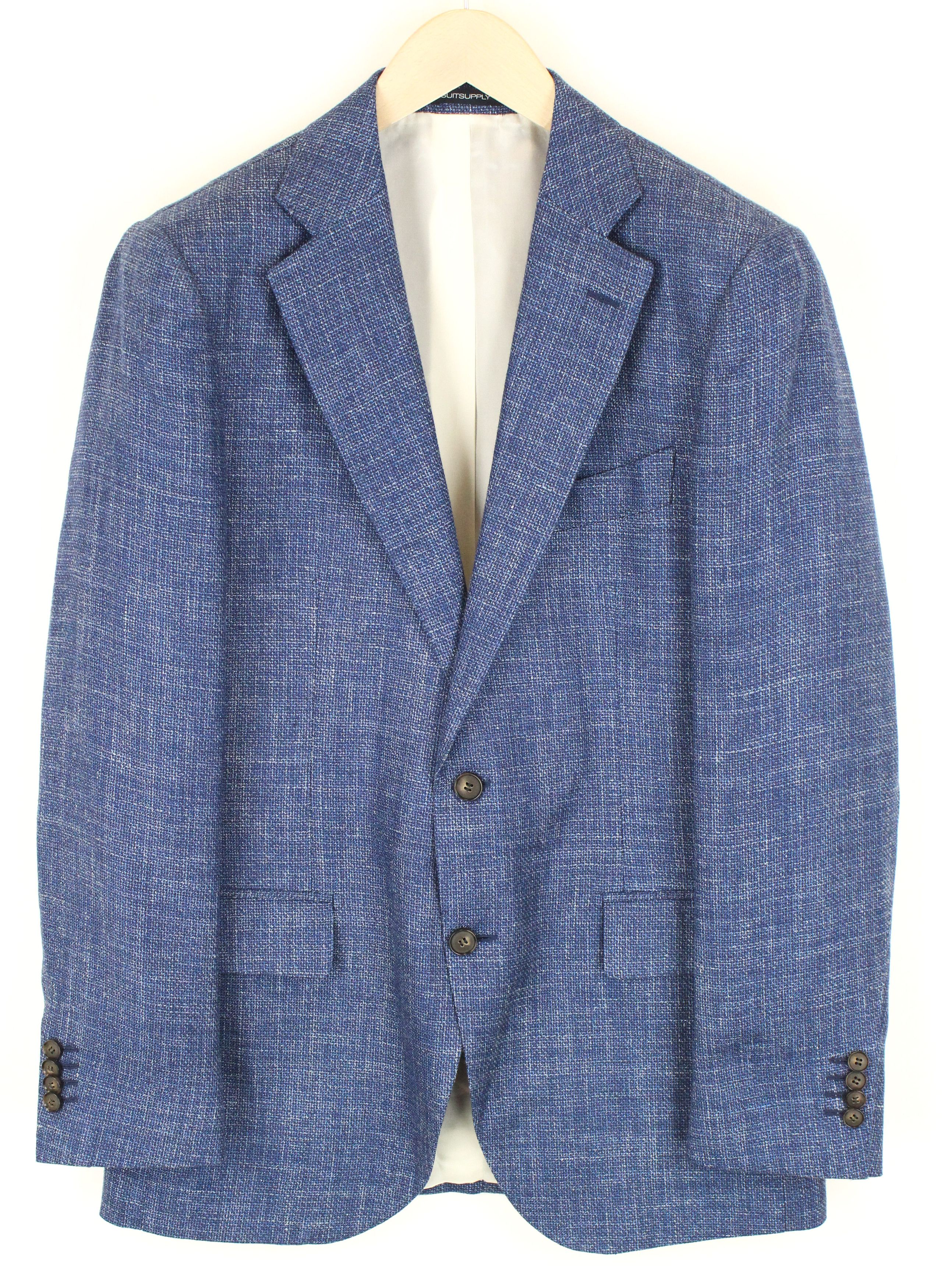 image of Suitsupply Lazio Uk40R Blue Wool Silk Linen Lined Blazer 56665, Men's