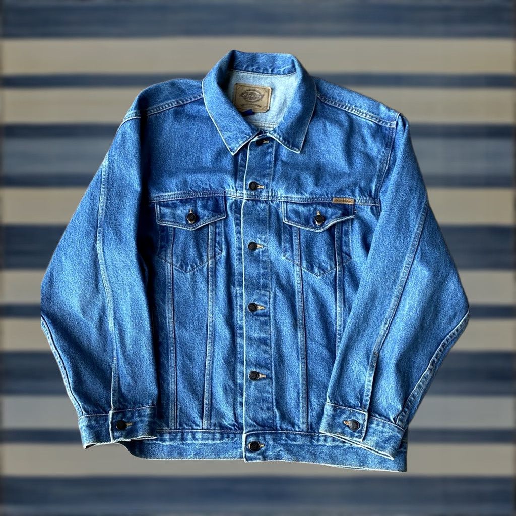 Dickies VINTAGE 90s DICKIES Trucker Work Denim Jean Jacket Men’s XL Light Wash Blue 80s 90s Classic Outerwear Workwear Mens Jacket Size US 36 / EU 52 - 1 Thumbnail