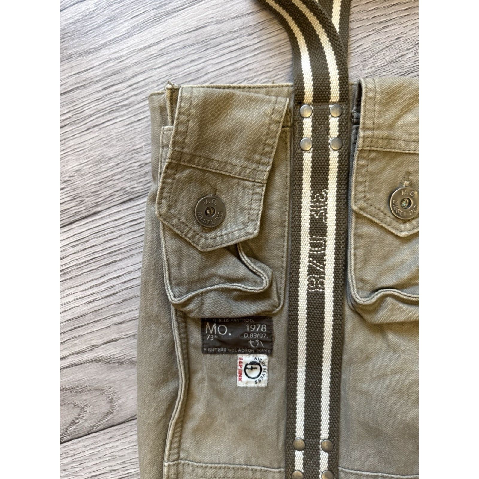 Diesel VINTAGE Diesel Khaki Green Army Flight Cargo Shoulder Bag Archive 2000’s Unisex Adults Bag Size ONE SIZE - 5 Thumbnail