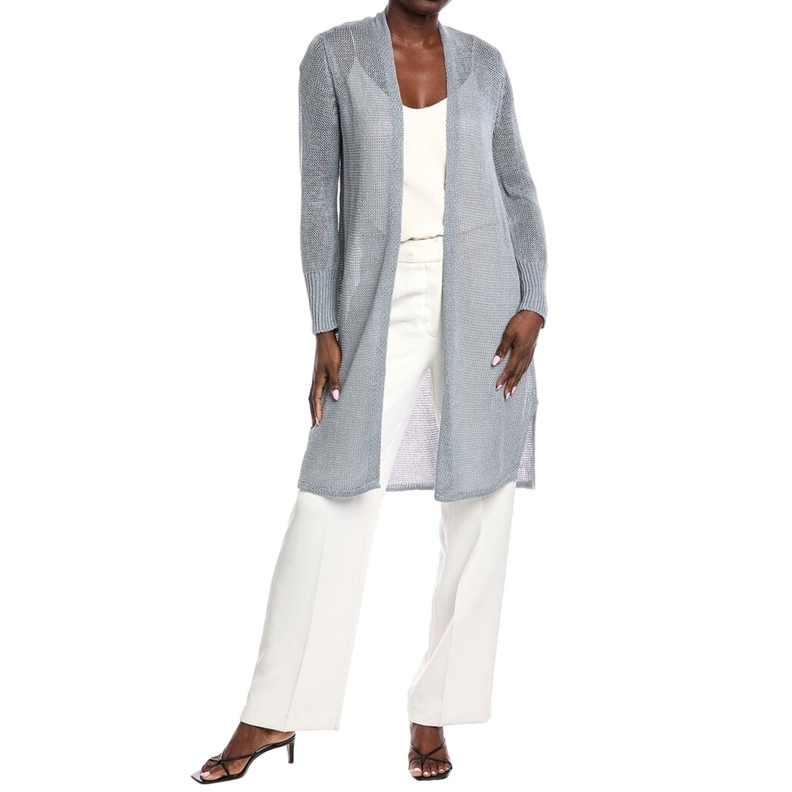 Eileen Fisher EILEEN FISHER Open Front Long Linen Knit Sweater Cardigan XL Size XL / US 12-14 / IT 48-50 - 2 Thumbnail