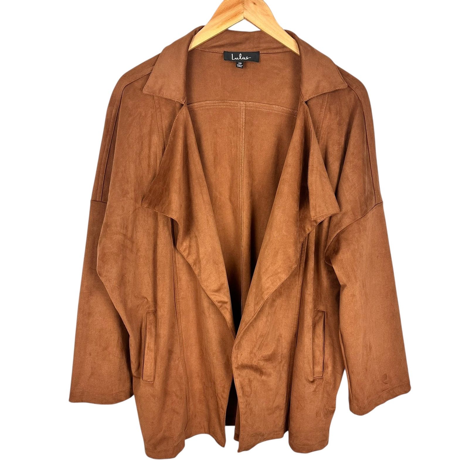 Lulus Lulus Lucky Break Camel Suede Oversized Jacket Size XS Size XS / US 0-2 / IT 36-38 - 4 Thumbnail