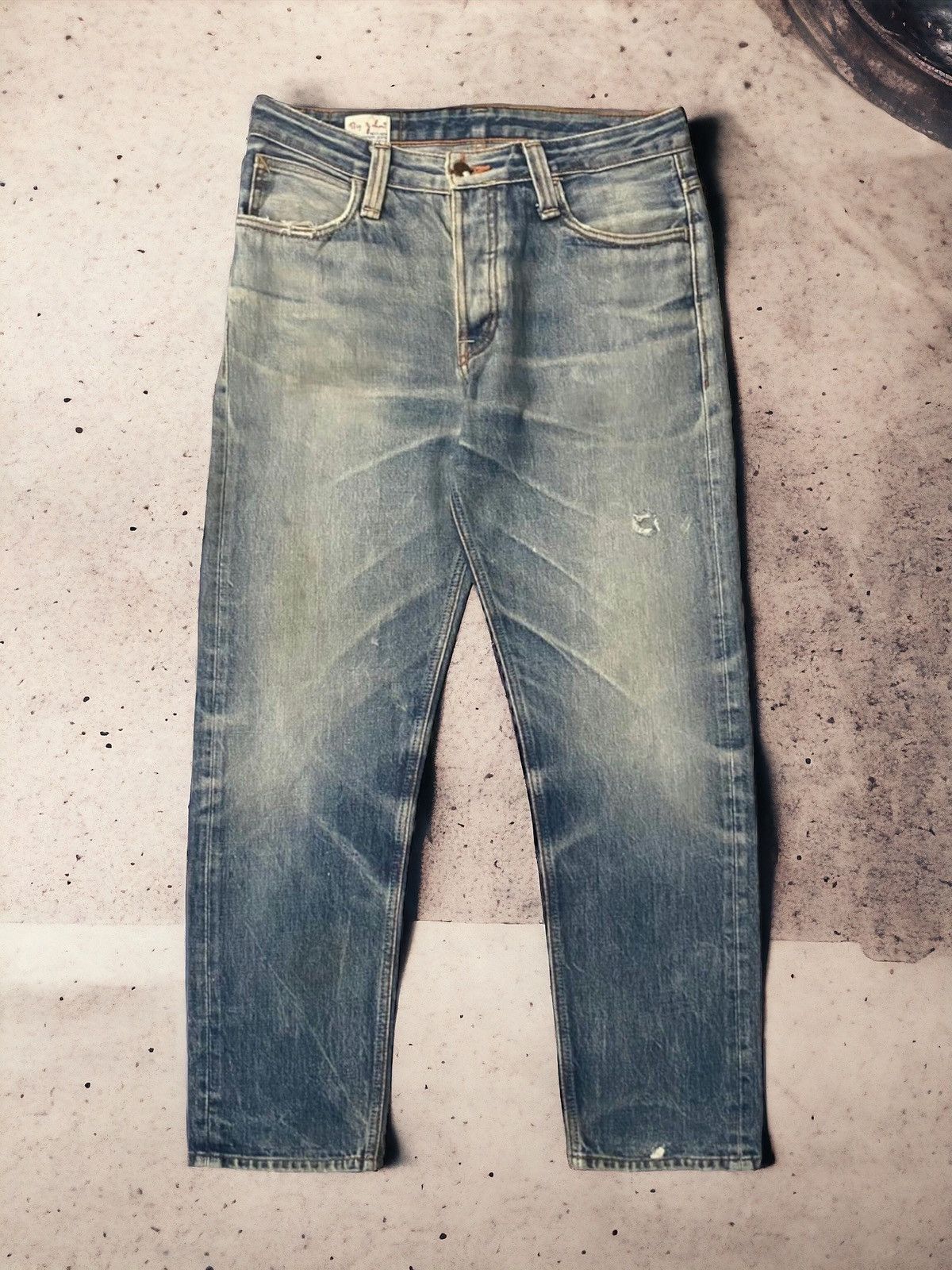 image of Japan Big John Western Jean Button Washed Distres D' in Washed Blue, Men's (Size 31)