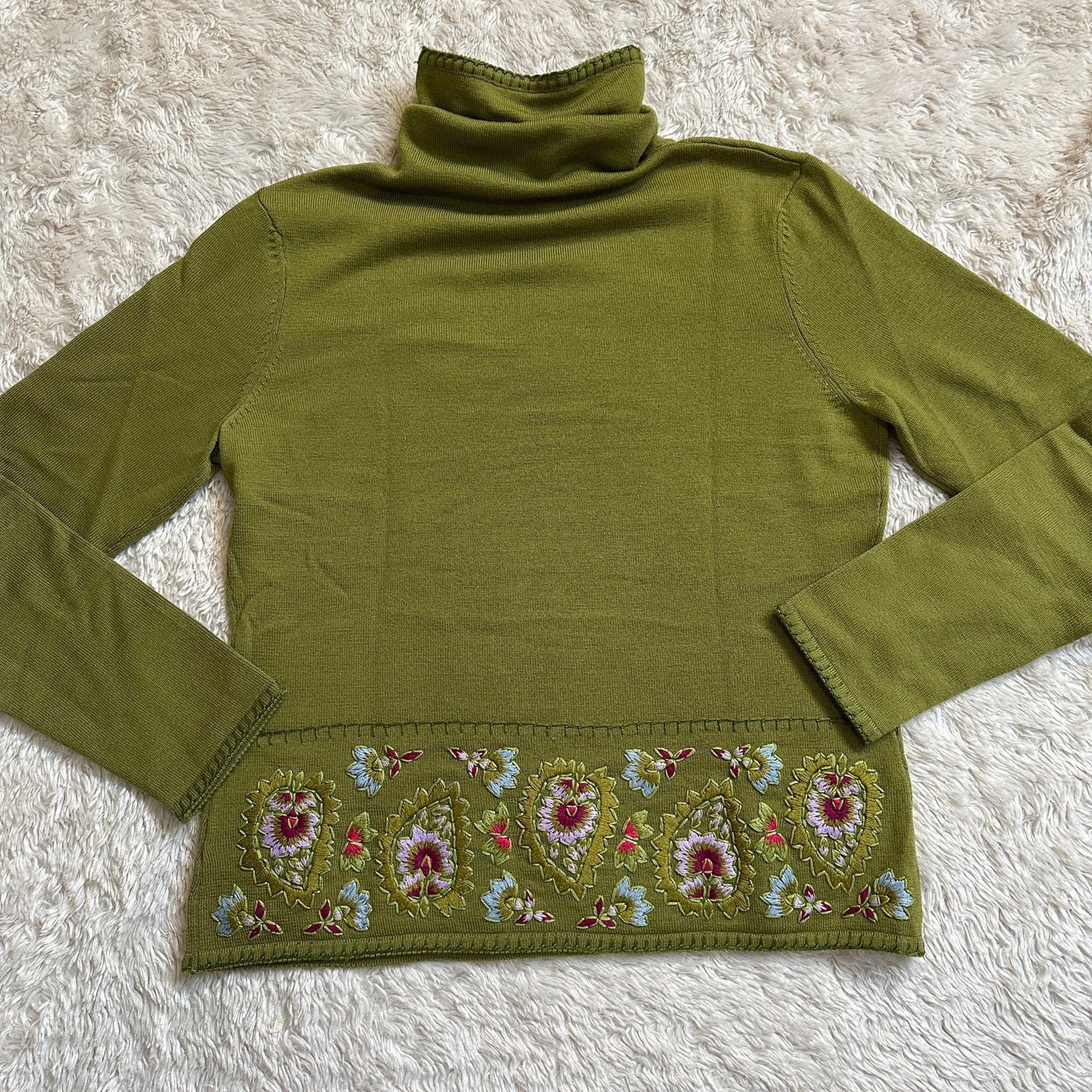 image of Vintage Woolmark Hand Embroidered Floral Green, Women's (Size XS)