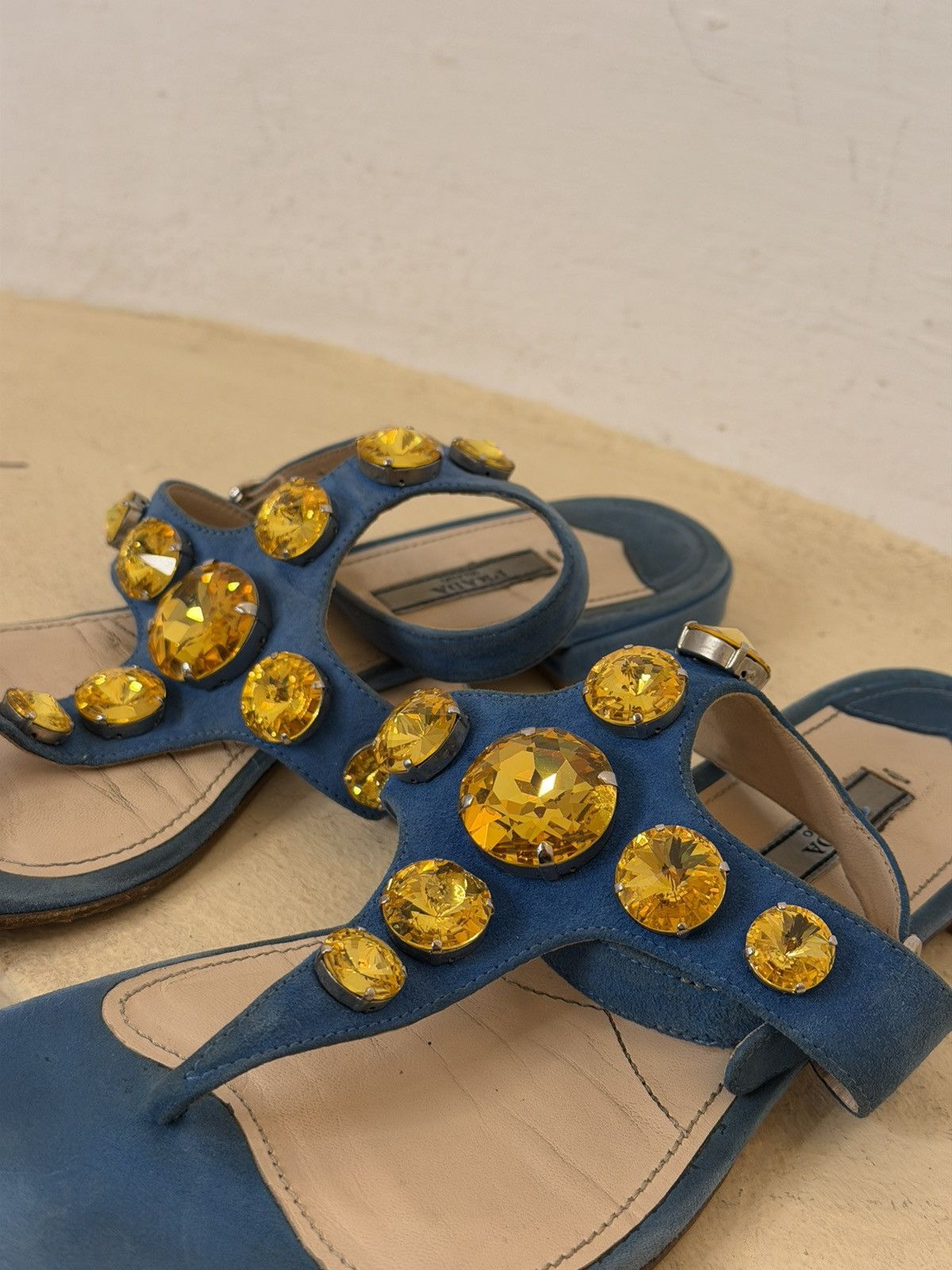 Prada Vintage Prada Suede/Leather Crystal Flip Flops Size 41 Size US 11 / IT 41 - 5 Thumbnail