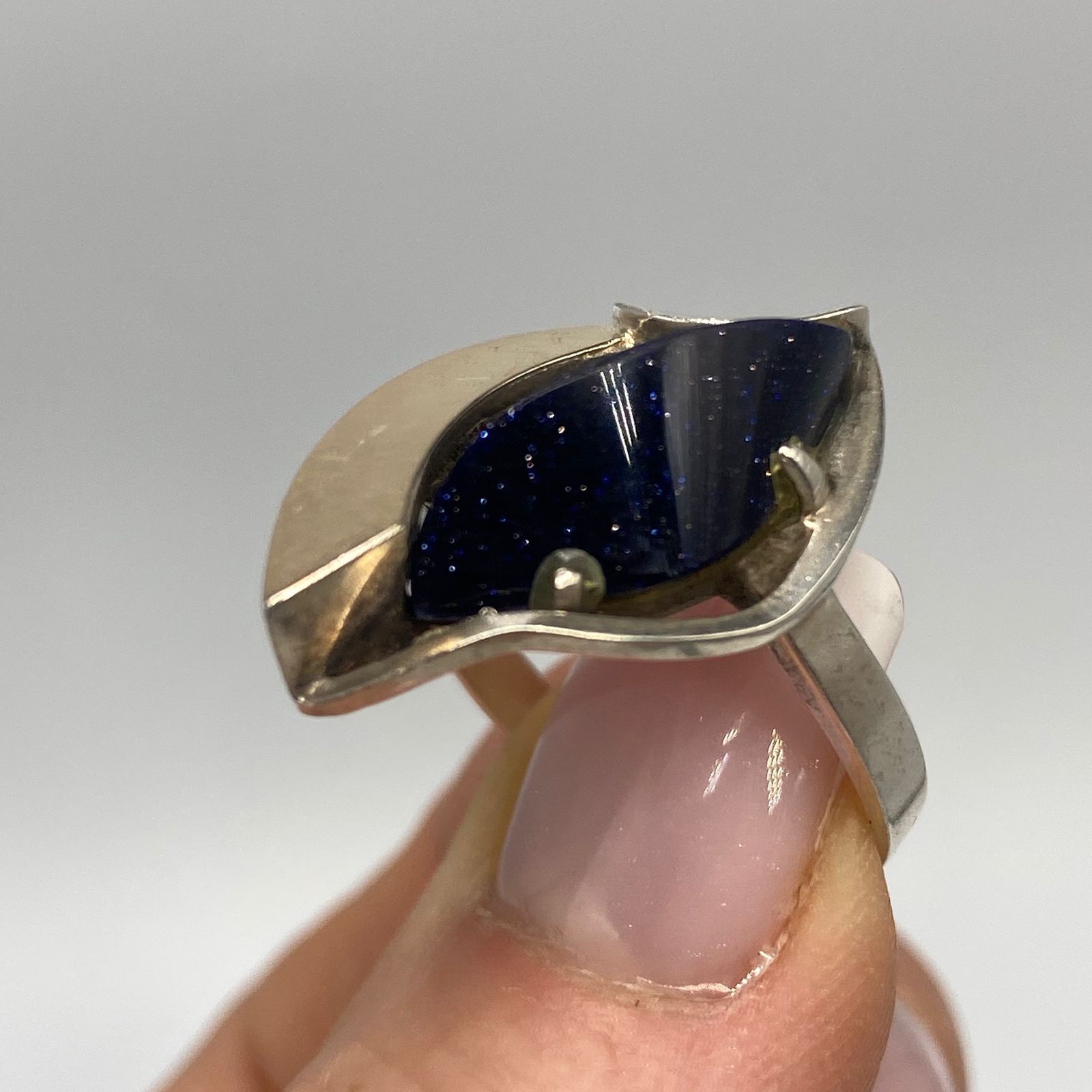 Vintage Vintage 875 Silver Aventurine Ring Size 8.25 Size ONE SIZE - 5 Thumbnail