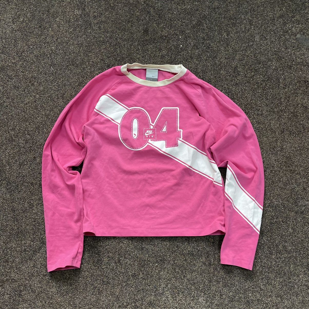 Vintage Vintage Y2K Pink Graphic Cropped Long Sleeve Tee Streetwear Size S / US 4 / IT 40 - 1 Thumbnail