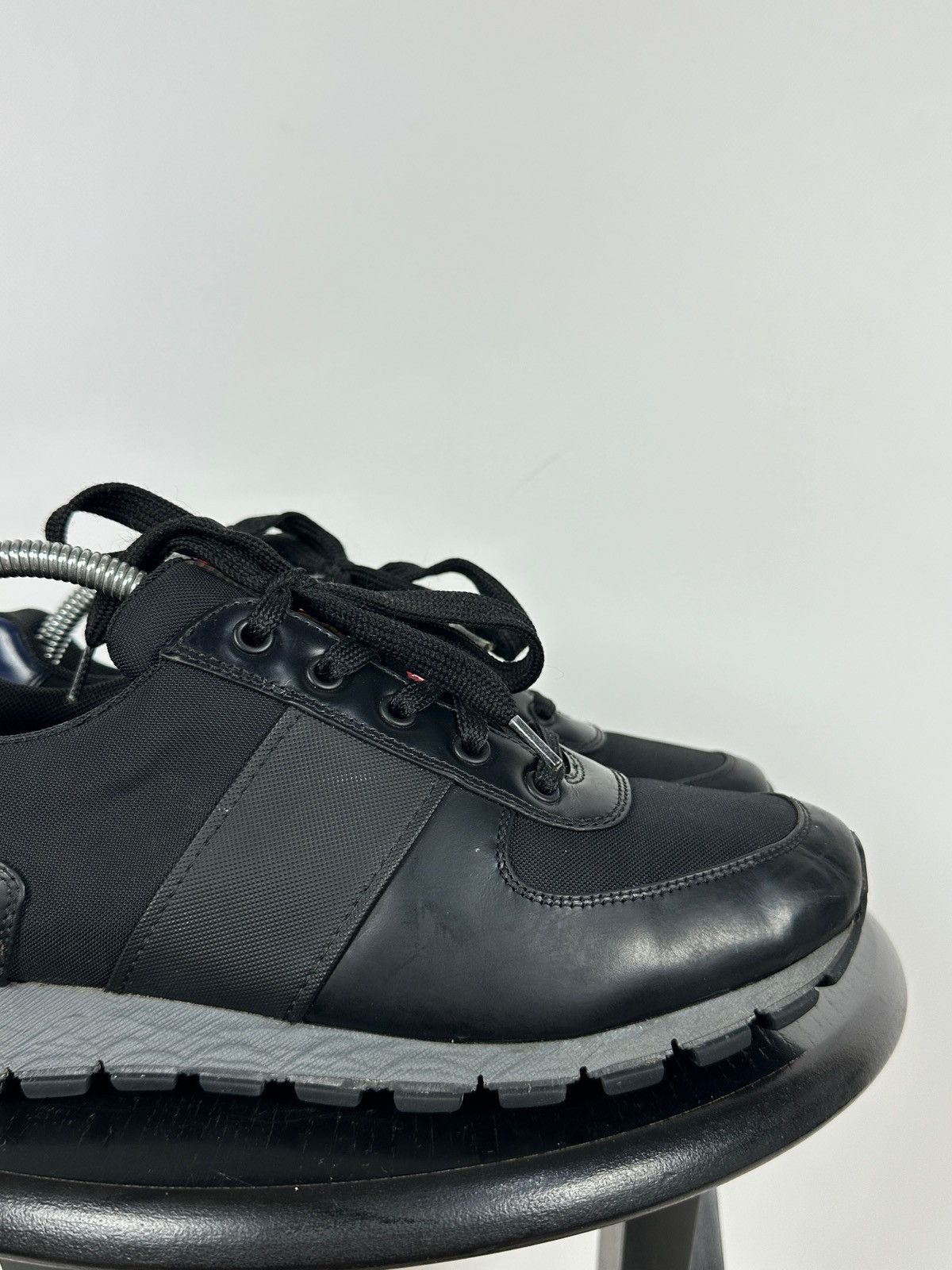 Prada Prada Matchrace Black Leather Sneakers Size US 7 / EU 40 - 15 Thumbnail