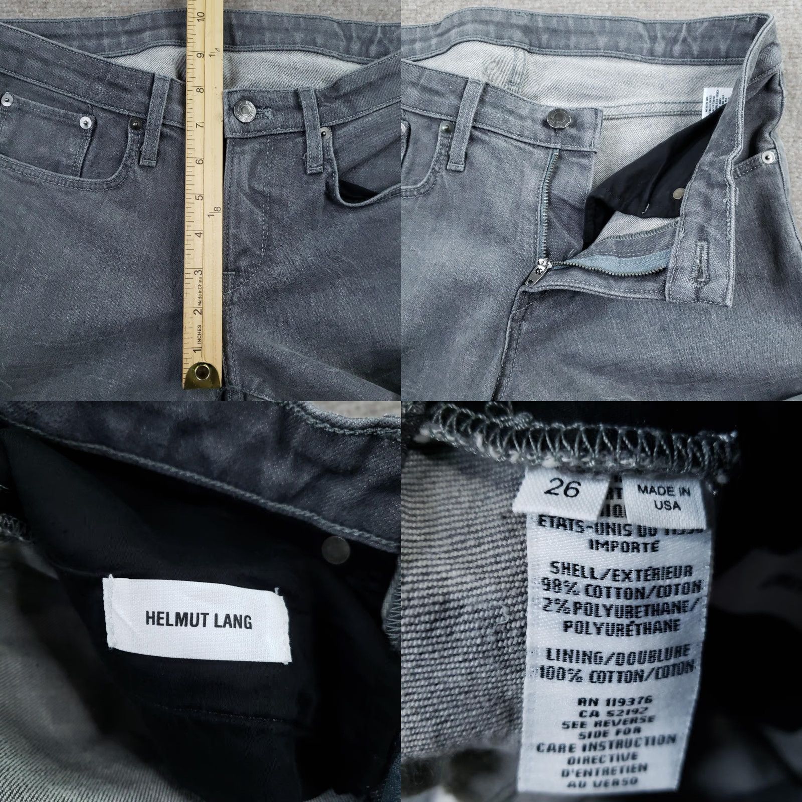 Helmut Lang Helmut Lang Jeans Womens 26 Gray Skinny Ankle Zip Stretch Denim Made in USA Size 26" / US 2 / IT 38 - 8 Thumbnail