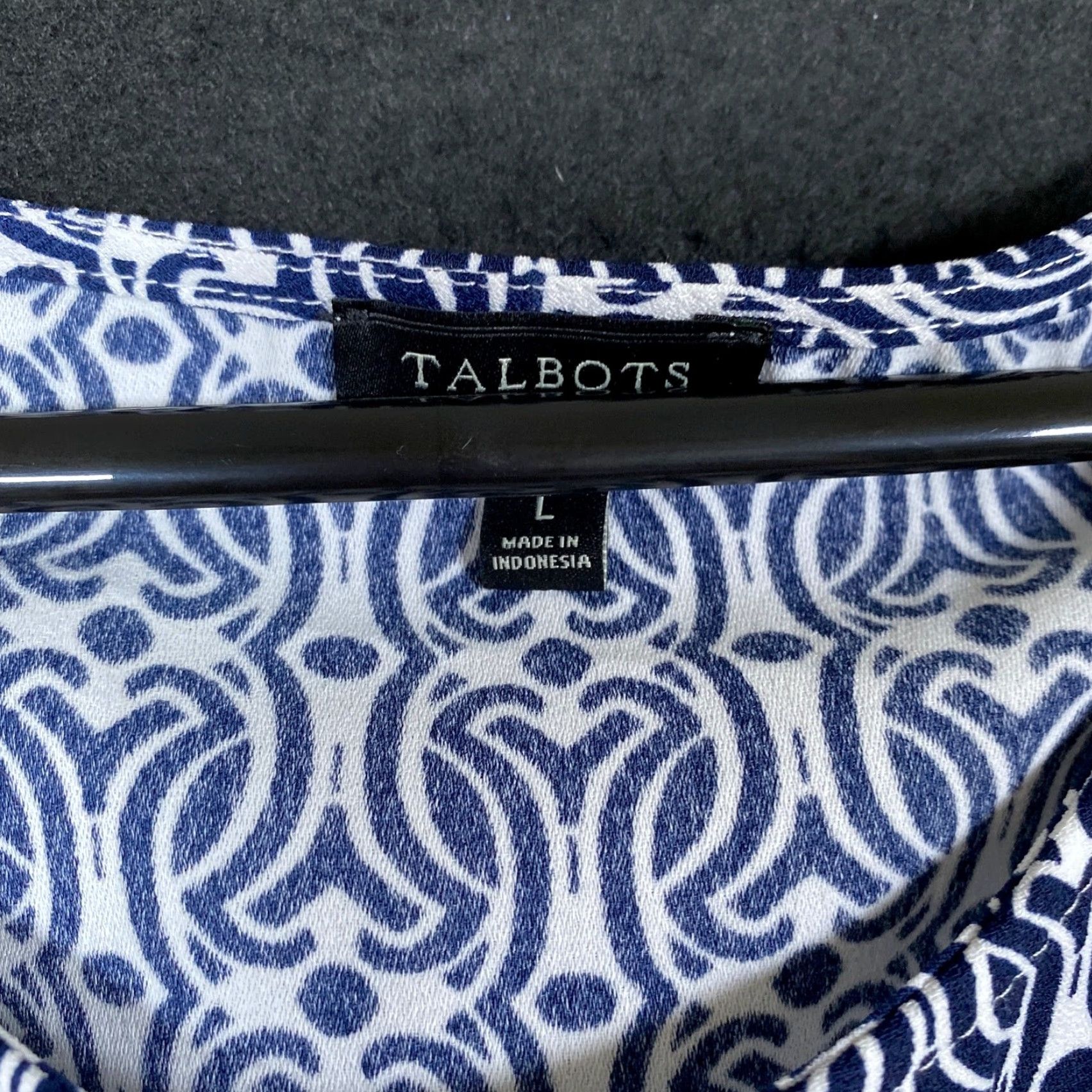 Talbots Talbots Womens Blouse Blue White Geometric Tie Twist Sleeveless Side Zip Large Size L / US 10 / IT 46 - 4 Thumbnail