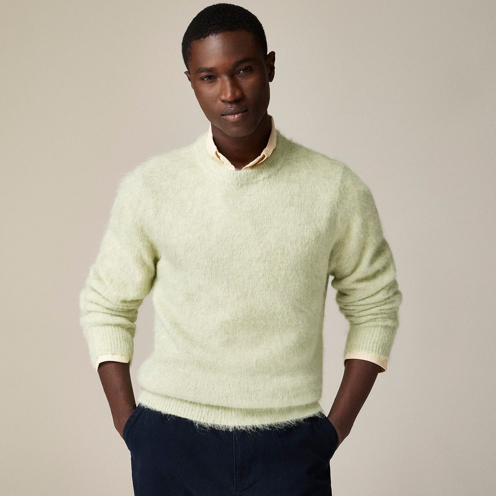 J.Crew J.Crew Alpaca-Blend Crewneck Sweater Heather Pistachio Green Size US XXL / EU 58 / 5 - 2 Thumbnail