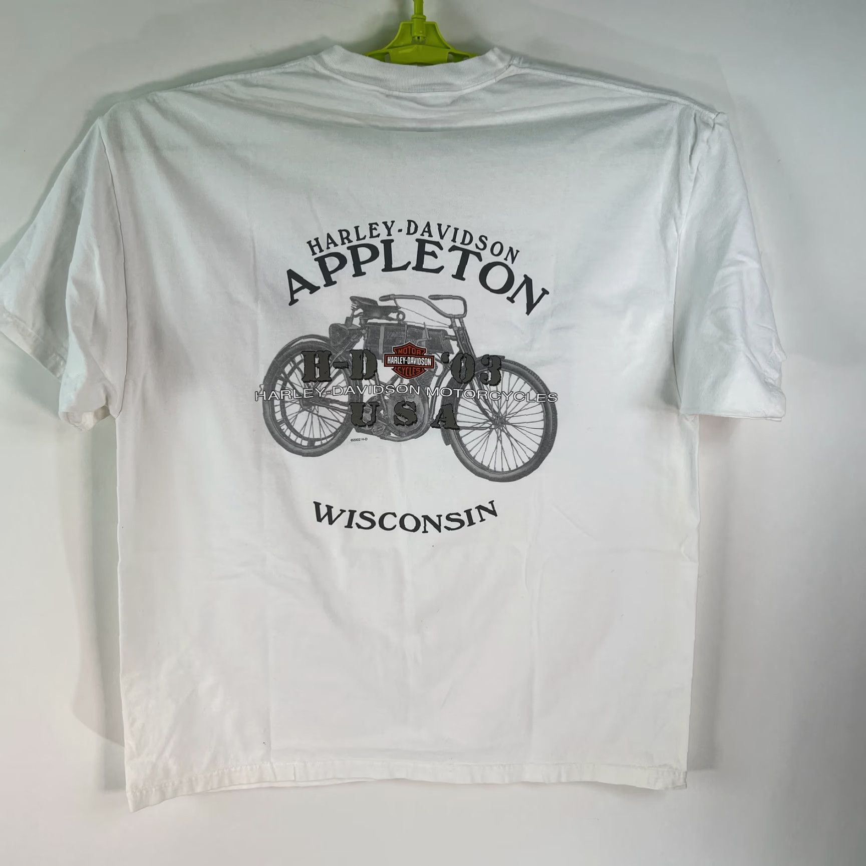 Harley Davidson Harley-Davidson T-Shirt Mens XL White Graphic Crew Neck 2002 Appleton Wisconsin USA Mens Size US XL / EU 56 / 4 - 3 Thumbnail