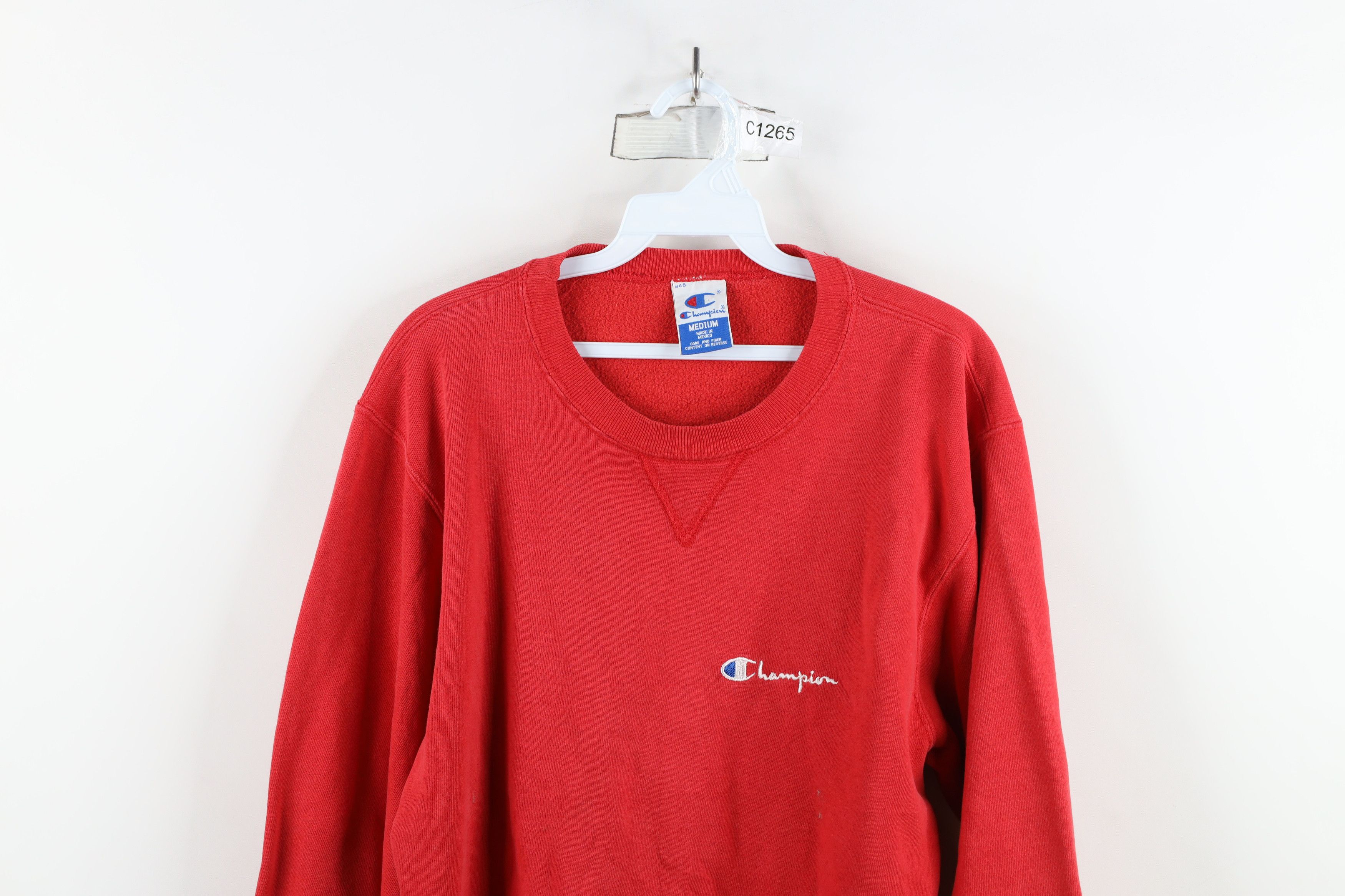Champion × Vintage Vintage 90s Champion Spell Out Crewneck Sweatshirt Red Size US M / EU 48-50 / 2 - 2 Thumbnail