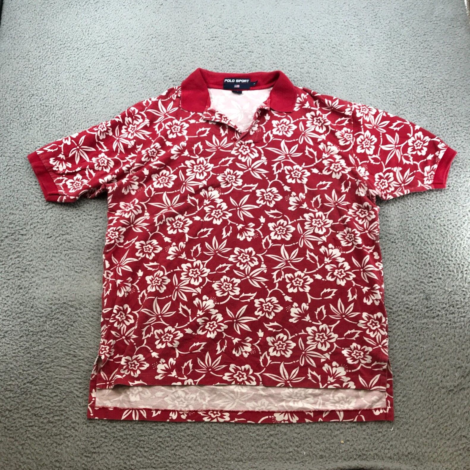 Vintage Vintage Polo Sport Polo Adult XL Red Tropical Hawaiian Short Sleeve 47229 Size US XL / EU 56 / 4 - 1 Preview