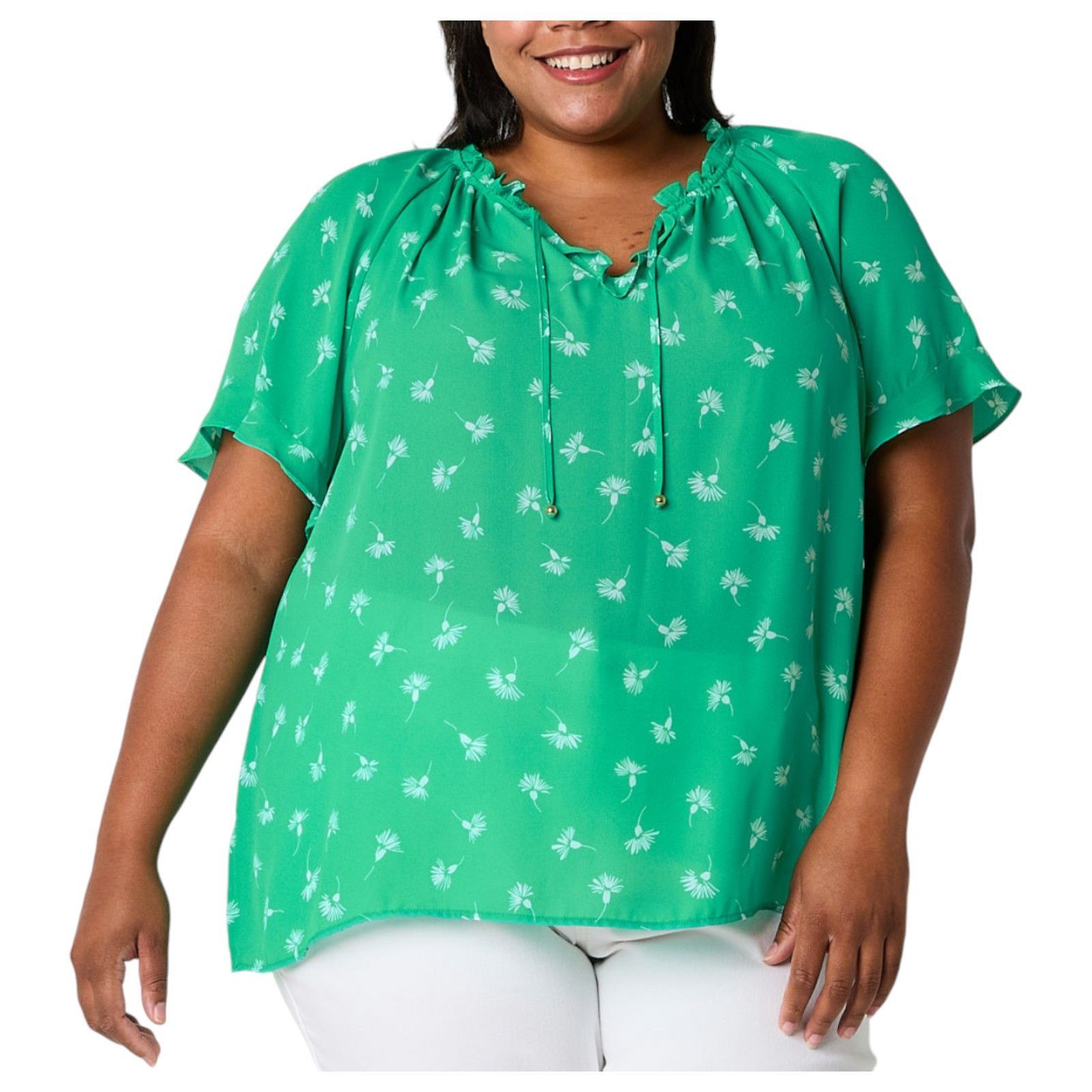 Other Liz Claiborne - Women's Plus Size Short Sleeve Open Neck Bow Size XS / US 0-2 / IT 36-38 - 1 Thumbnail