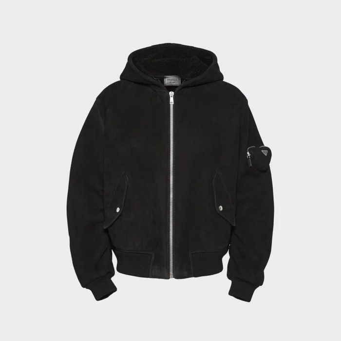 Prada o1mt1gz0924 Shearling Bomber Jacket in Black Size US S / EU 44-46 / 1 - 1 Thumbnail