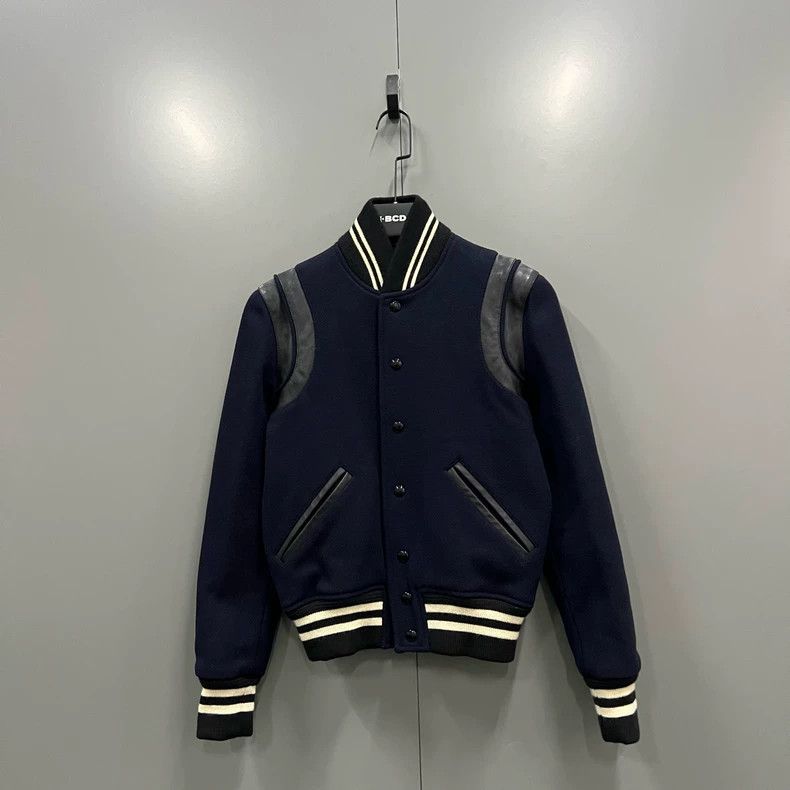 Yves Saint Laurent Saint Laurent Navy Leather Baseball Jacket Size US M / EU 48-50 / 2 - 1 Thumbnail