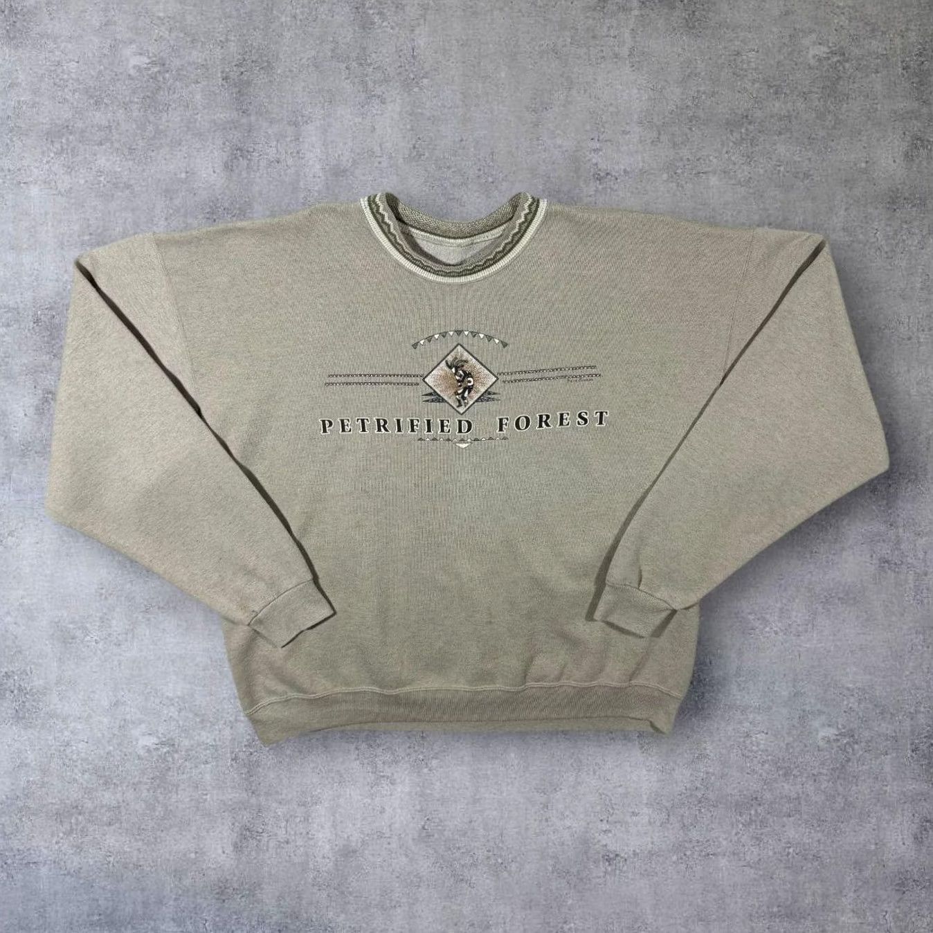 Vintage VINTAGE 90's Petrified Forest USA Tourist Spellout Graphic Beige Sweatshirt L XL Mens Shirt Pullover Graphic Beige 90s Size US L / EU 52-54 / 3 - 2 Thumbnail