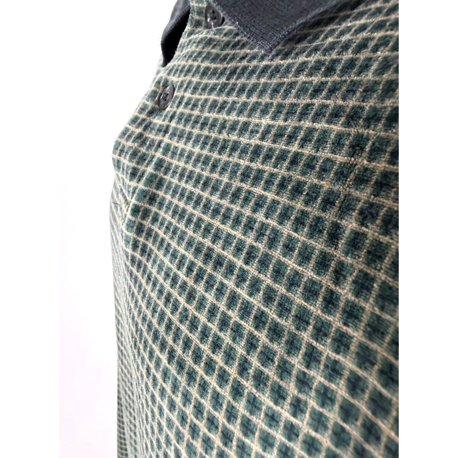 Velour VINTAGE Imprints Polo Shirt Men 2XL Green Velour Check Long Sleeve Casual Retro 90s Sports Size US XXL / EU 58 / 5 - 5 Thumbnail