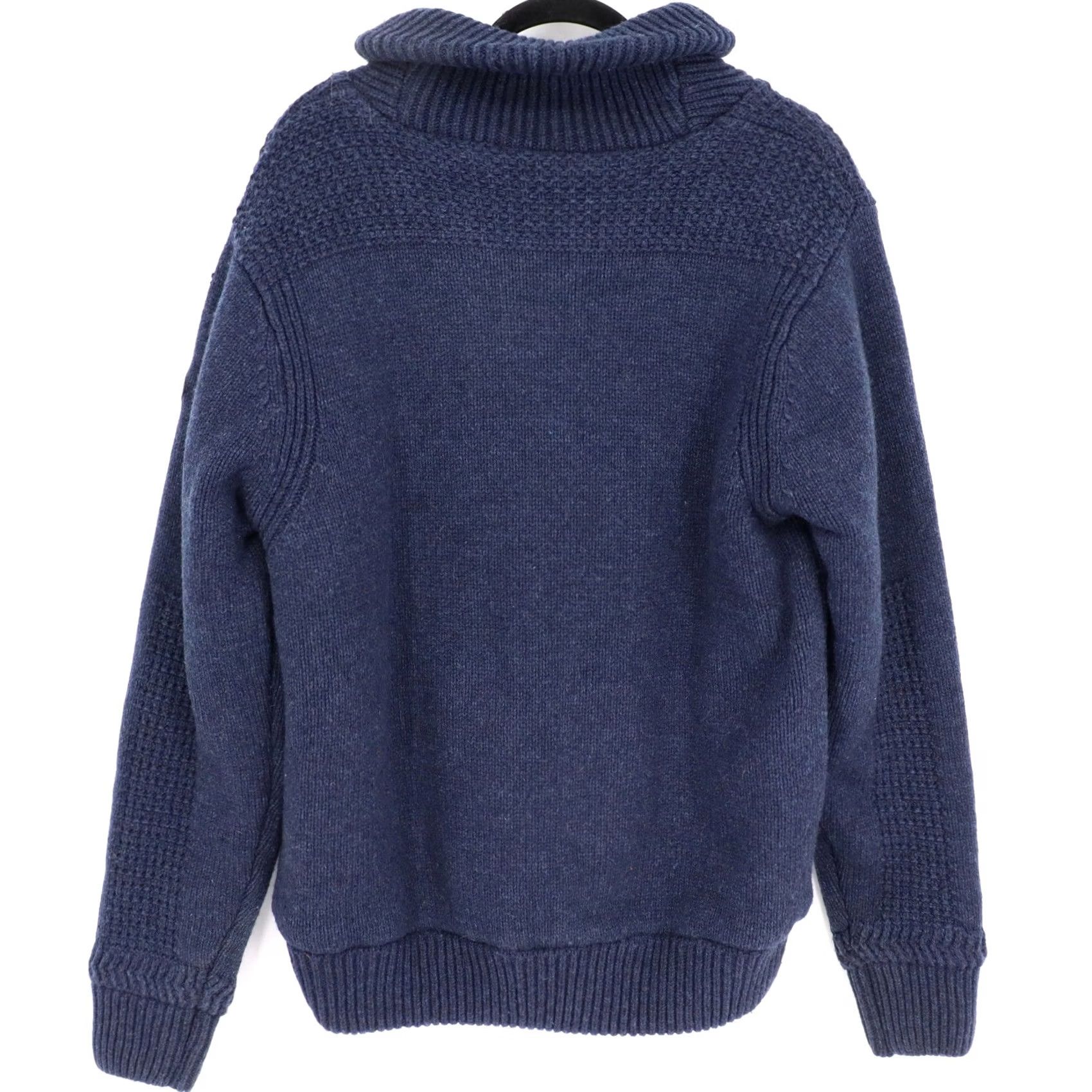 Schott Schott Bros Wool Blend Sherpa Lined Full Zip Shawl Cardigan Sweater L Navy Blue Size US L / EU 52-54 / 3 - 8 Thumbnail