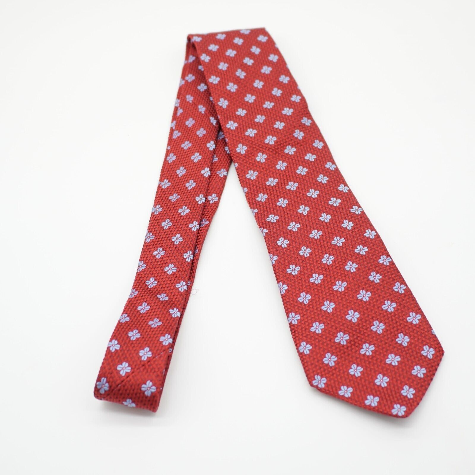 Hart Schaffner Marx Hart Schaffner Marx Red Blue Floral Geometric Woven Silk Tie Size ONE SIZE - 8 Thumbnail