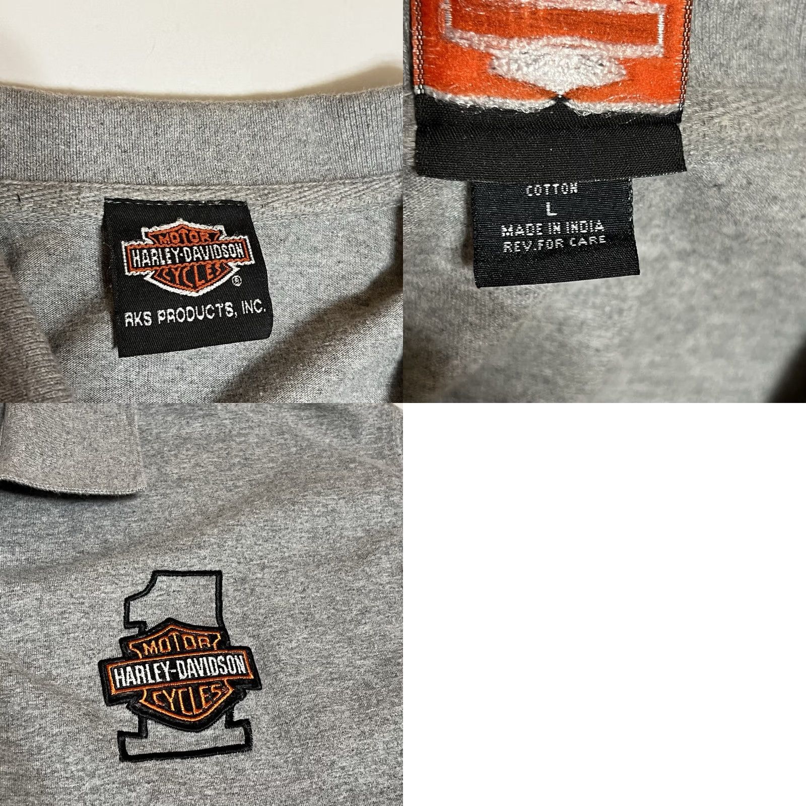 Harley Davidson Harley-Davidson Polo Shirt Mens Large Embroidered Gray 100% Cotton Casual Short Sleeve Shirt Size US L / EU 52-54 / 3 - 8 Thumbnail