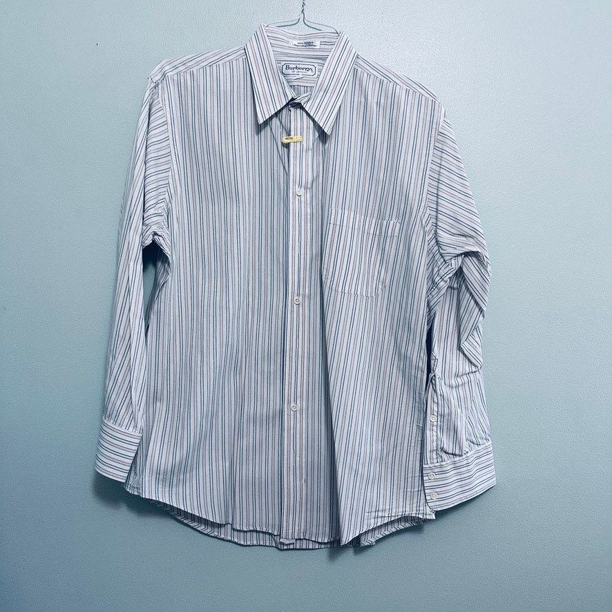 Burberry Vintage Burberry cream striped button down size 16.5 Size US L / EU 52-54 / 3 - 2 Thumbnail