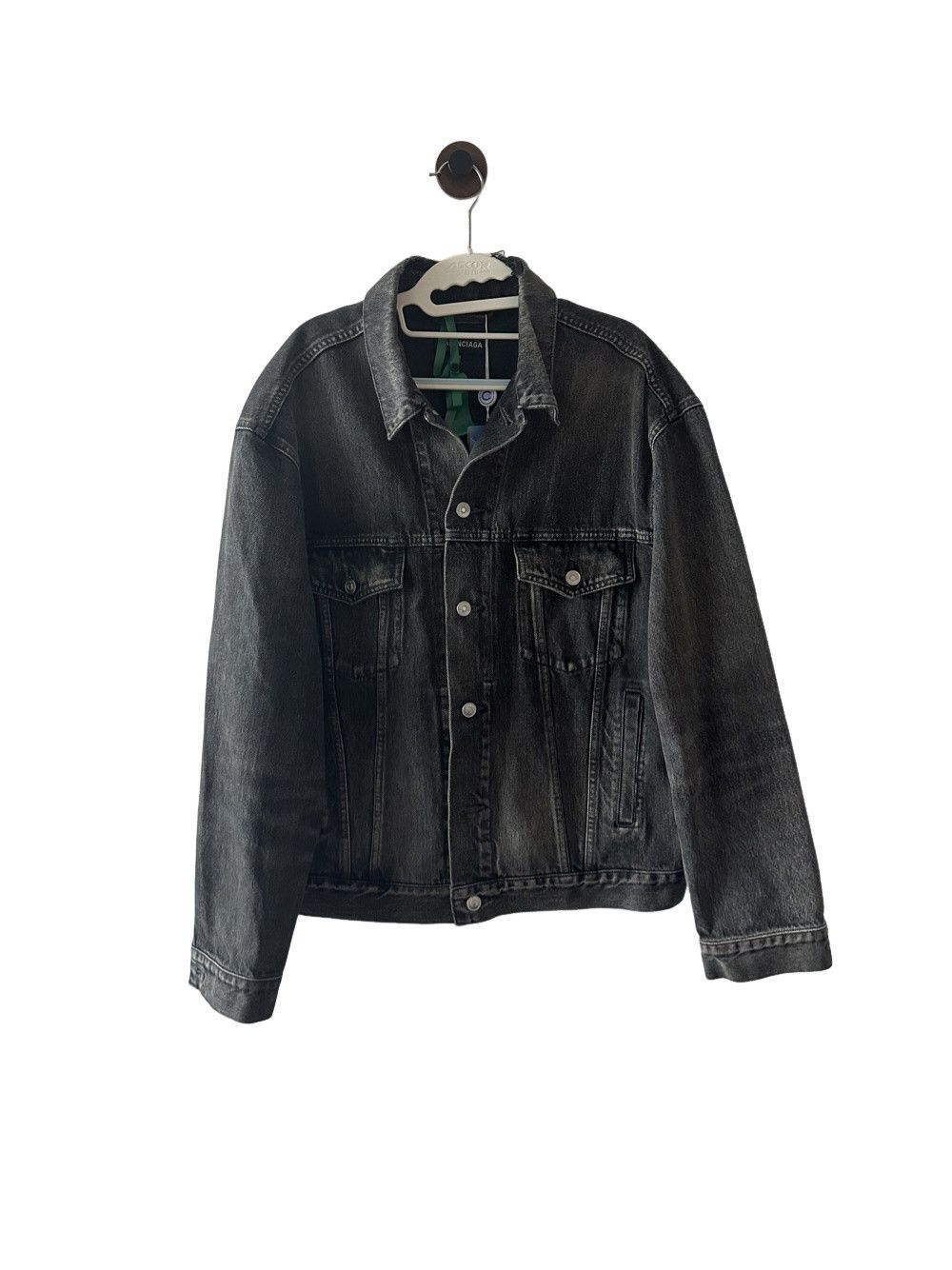 Balenciaga Balenciaga Black Gray Logo Denim Jacket | Grailed