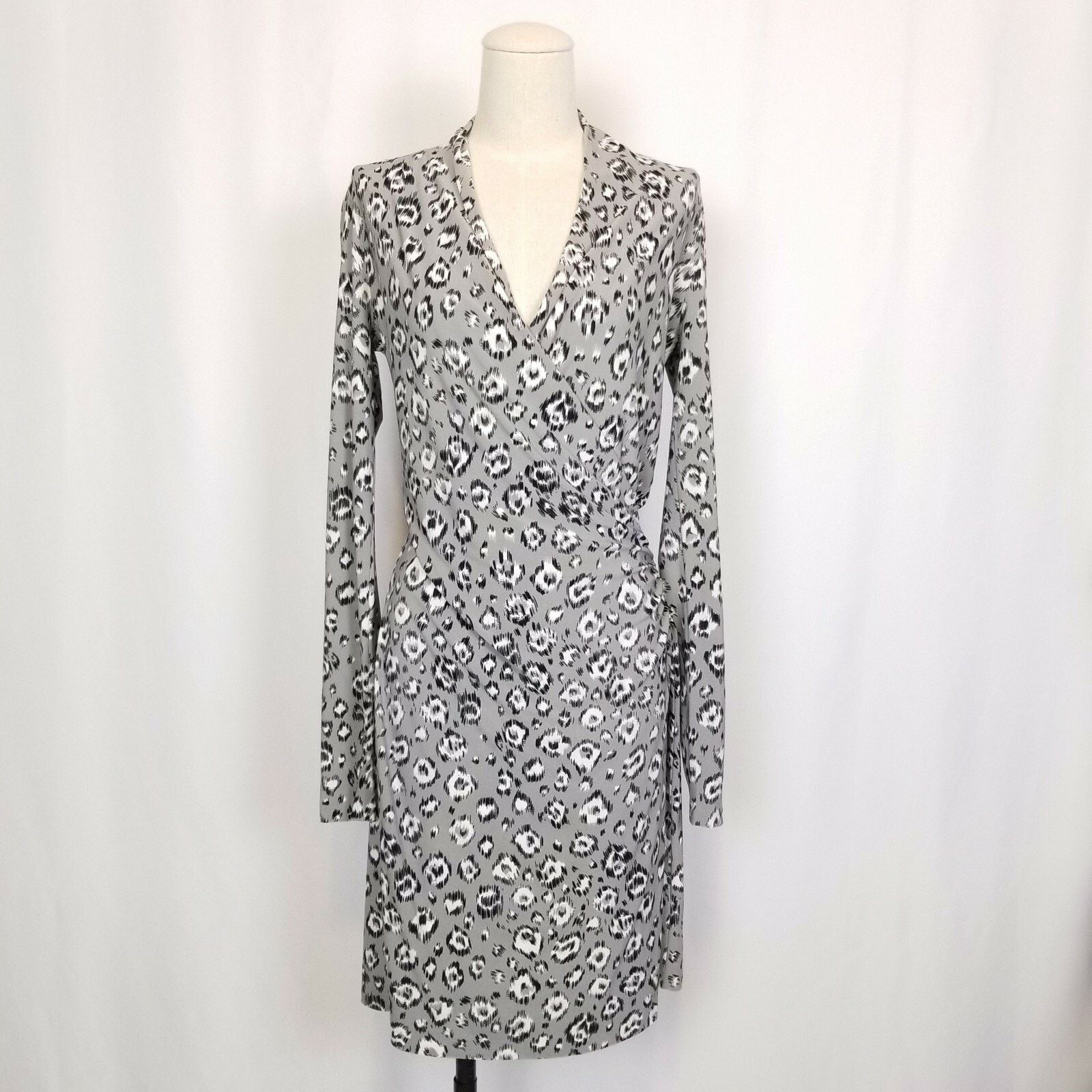 Norma Kamali Norma Kamali Faux Wrap Dress Gray Leopard Print Sz S Size S / US 4 / IT 40 - 2 Thumbnail