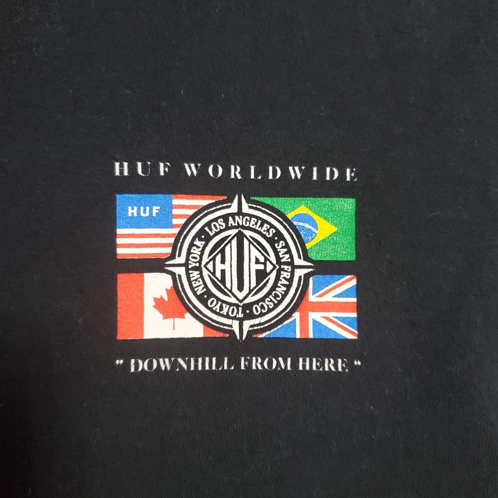 Huf VINTAGE Huf Worldwide Tee Shirt Men S Black Graphic Short Sleeve 100% Cotton Globe Flags Shirt Mens S Black Size US S / EU 44-46 / 1 - 5 Thumbnail
