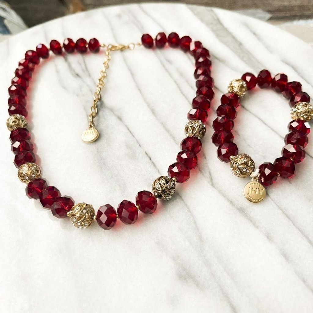 Jones New York Jones New York Jewelry Set Necklace Bracelet Red Beaded Size ONE SIZE - 2 Thumbnail