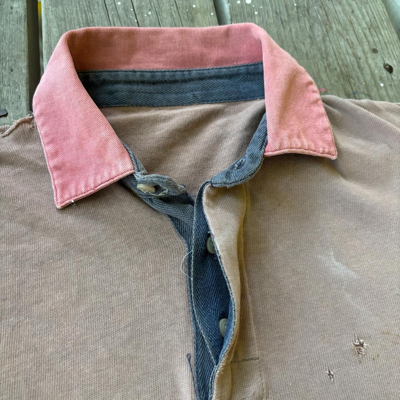 Vintage True vintage 60s collared cotton mens sweatshirt, two tone Size US L / EU 52-54 / 3 - 5 Thumbnail