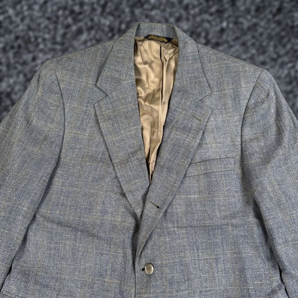Brooks Brothers VINTAGE Brooks Brothers Blazer Sport Coat Mens 43 Gray Herringbone Tweed Made USA Size 46R - 1 Thumbnail