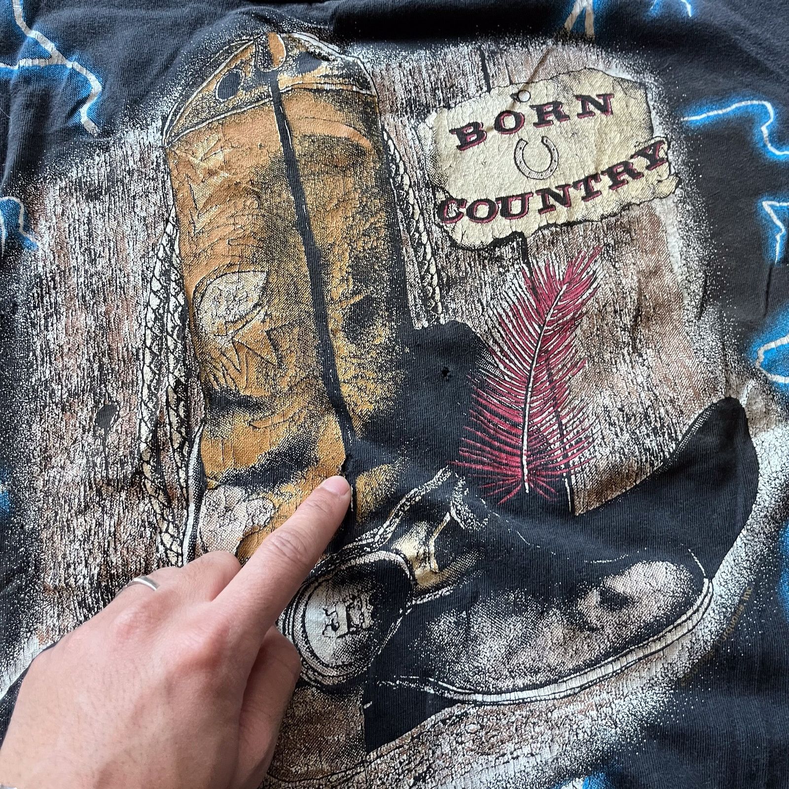 Vintage Vintage 90s American Thunder Lighting AOP T Shirt XL Size US XL / EU 56 / 4 - 5 Thumbnail