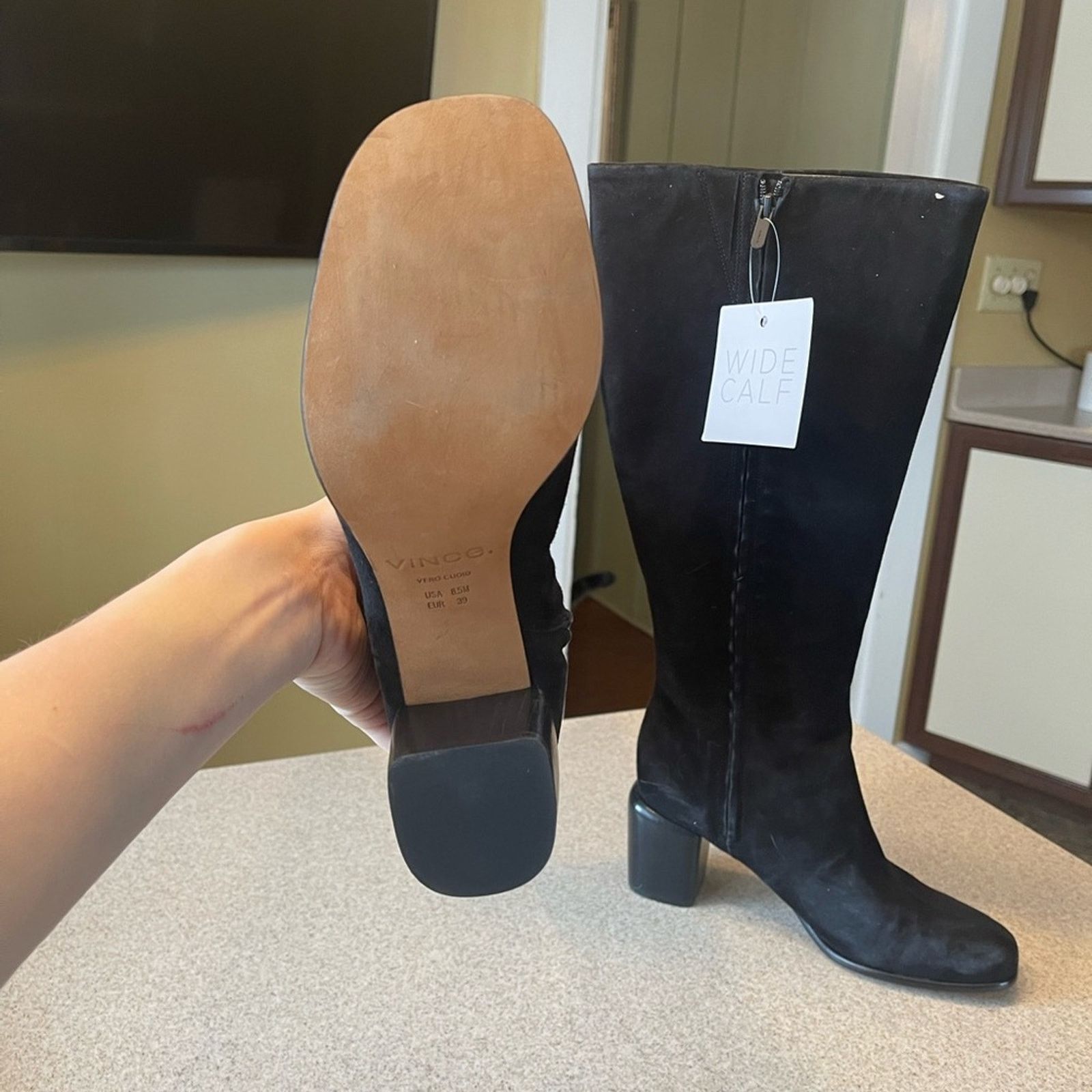 Vince Vince Maggie Knee High Boot in Black Suede Size 8.5 NWT Size US 8.5 / IT 38.5 - 9 Thumbnail