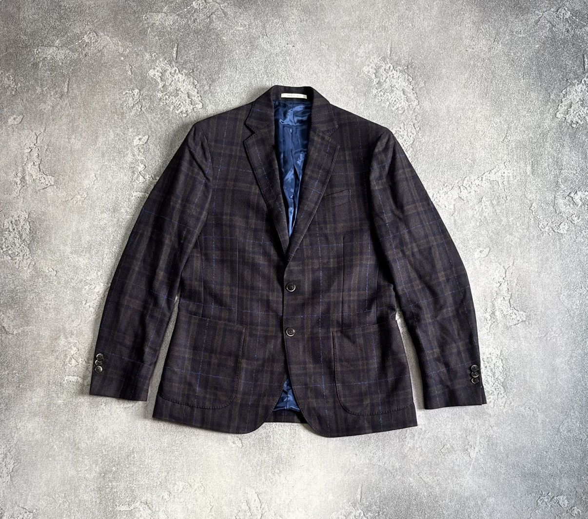 Boggi Boggi 52size wool Chekered blazer button up jacket luxury Size 42R - 12 Thumbnail