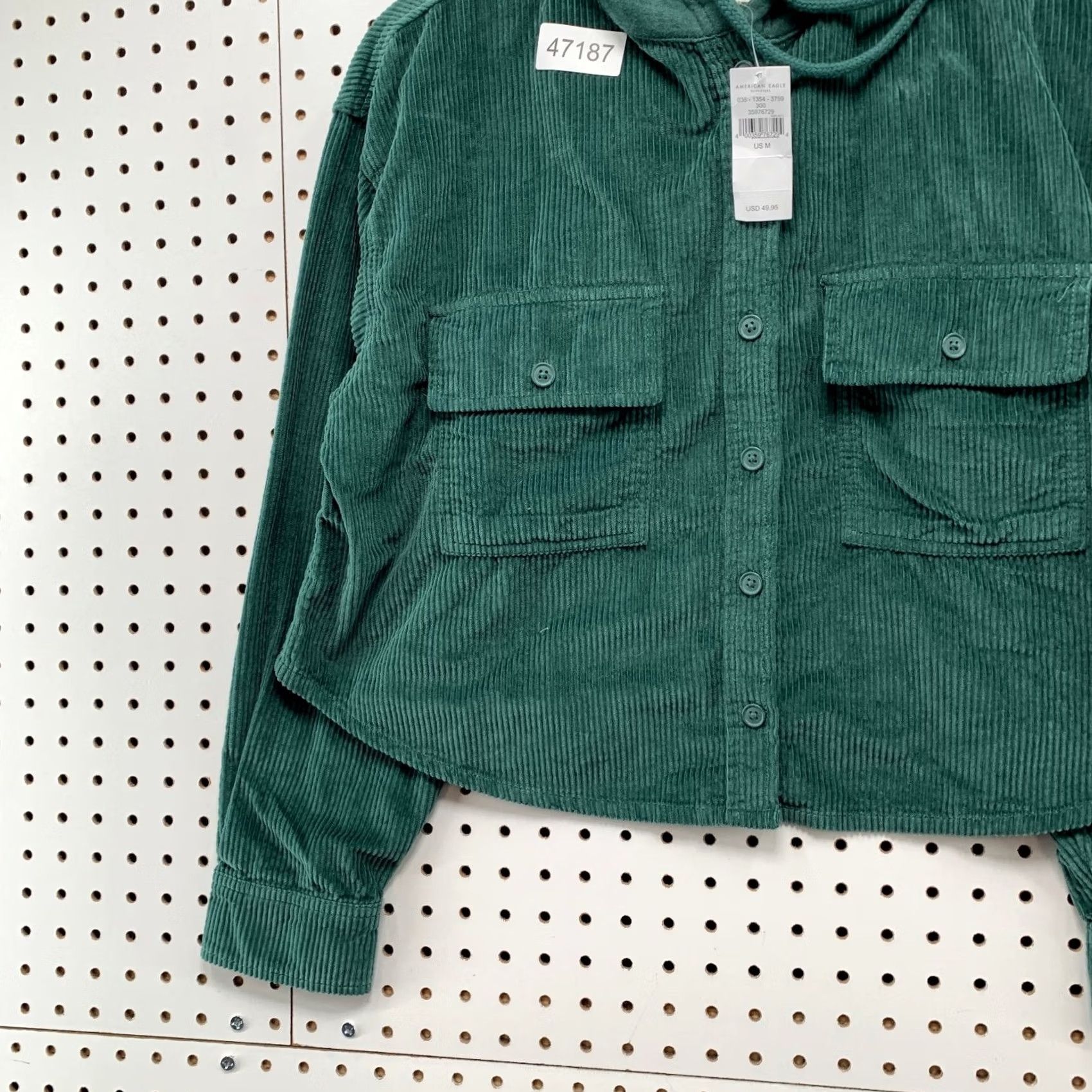 American Eagle Outfitters American Eagle Hooded Button Shirt Womens Medium Green Crop NWT Size M / US 6-8 / IT 42-44 - 5 Thumbnail