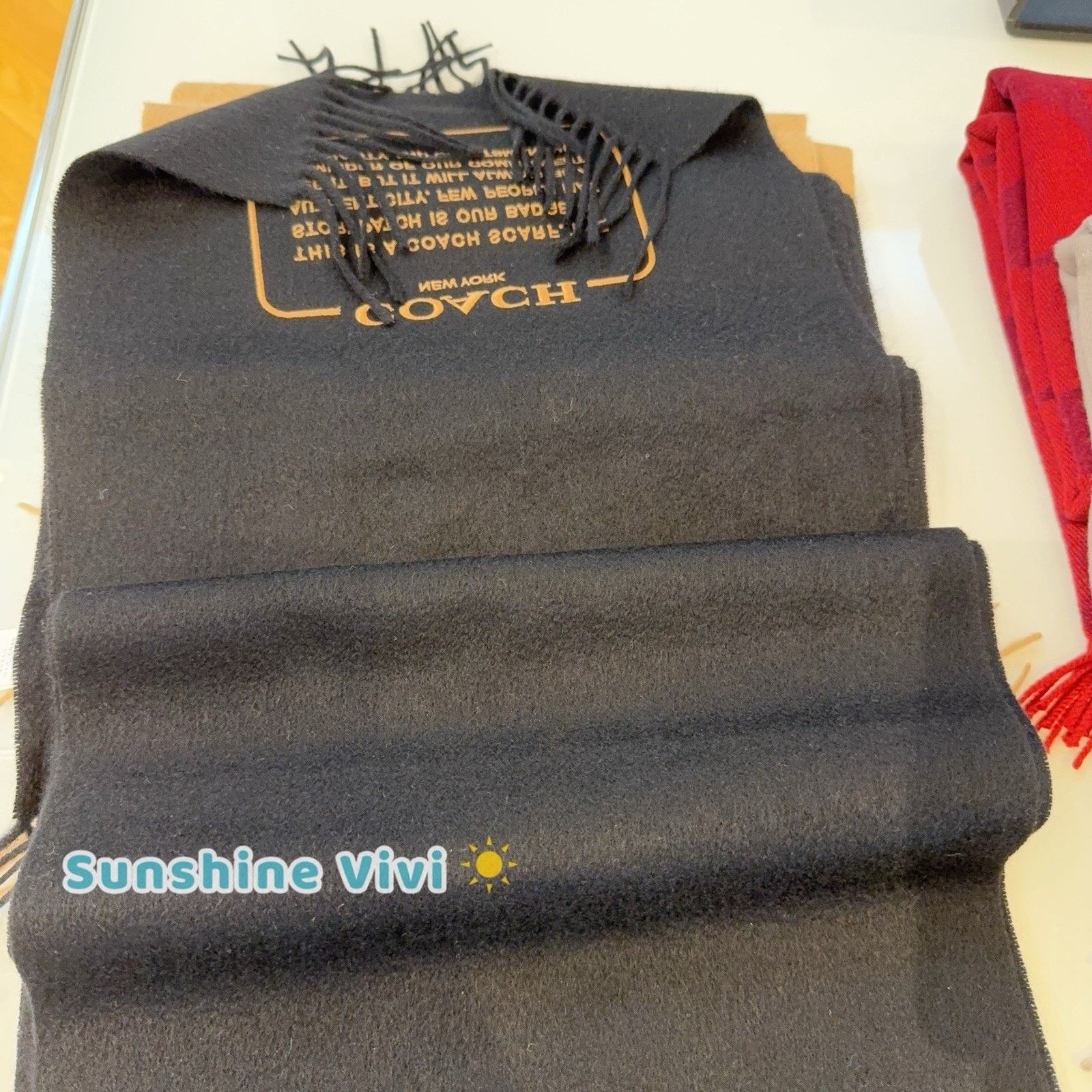Coach NWT COACH Embroidered Patch Cashmere Muffler Black CB685 Size ONE SIZE - 2 Thumbnail