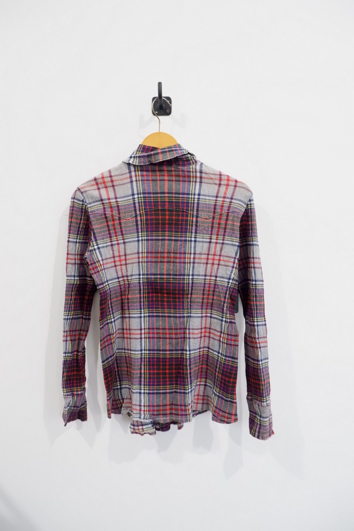 Issey Miyake VTG Tsumori Chisato Pleated Stretch Plaid Button Shirt Size M / US 6-8 / IT 42-44 - 2 Thumbnail