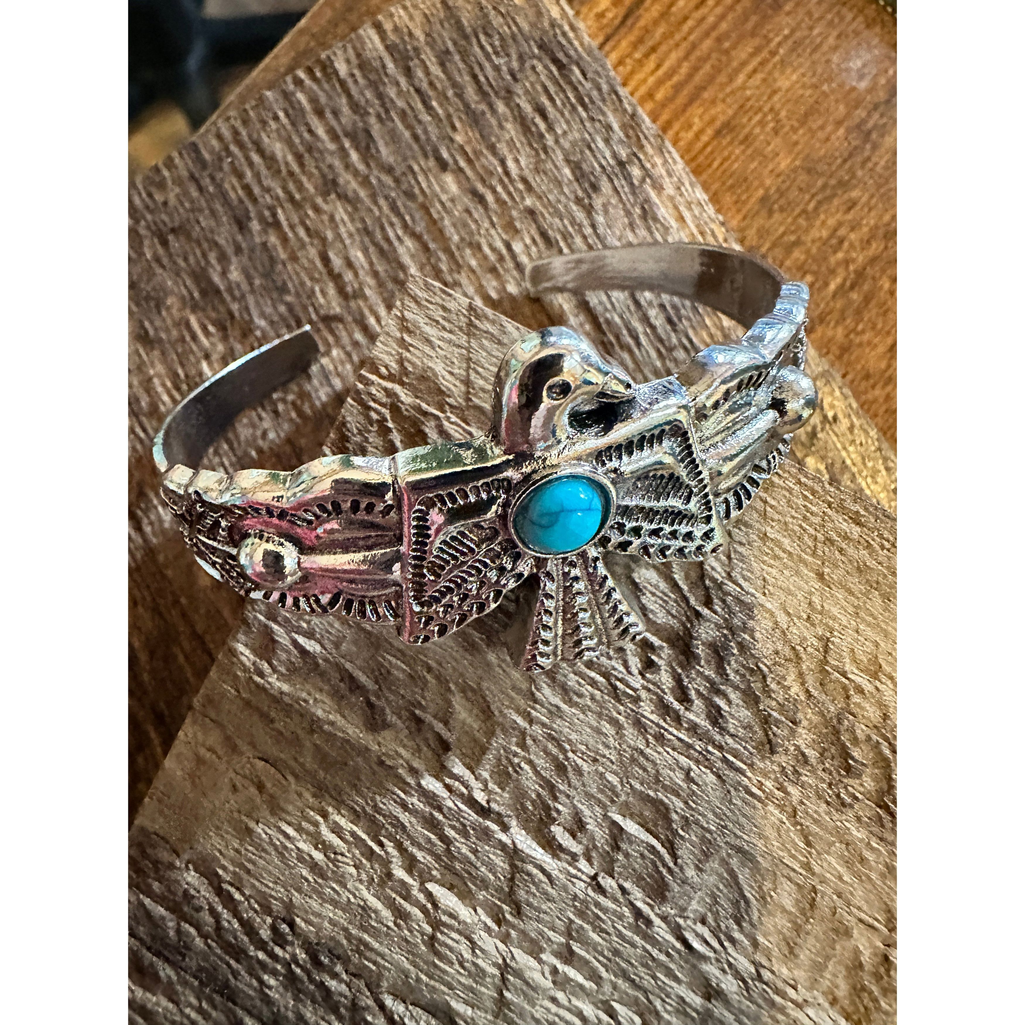 Other Vintage Bohemian Thunderbird Bangle Bracelet with Turquoise Size ONE SIZE - 7 Thumbnail
